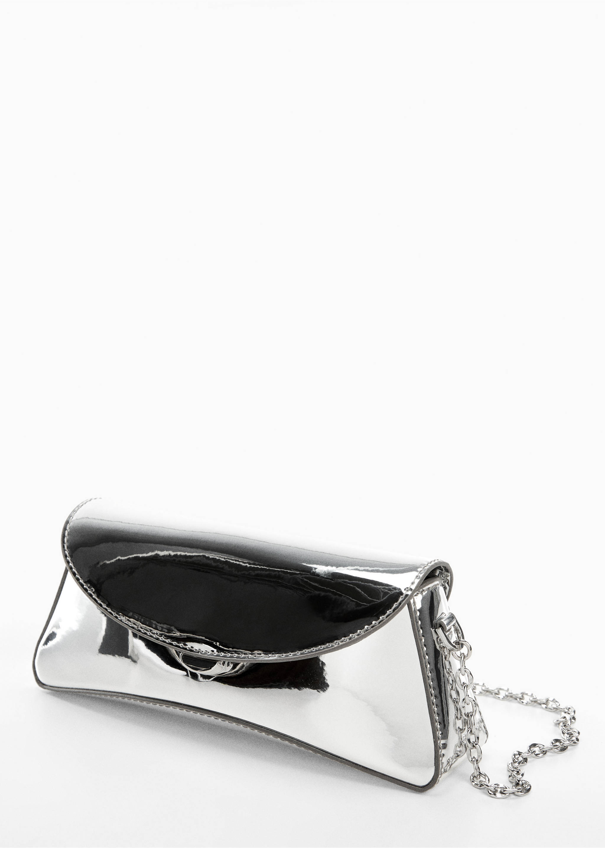 Patent leather chain handbag - Medium plane, Silver. Ref: 57004780-00.
