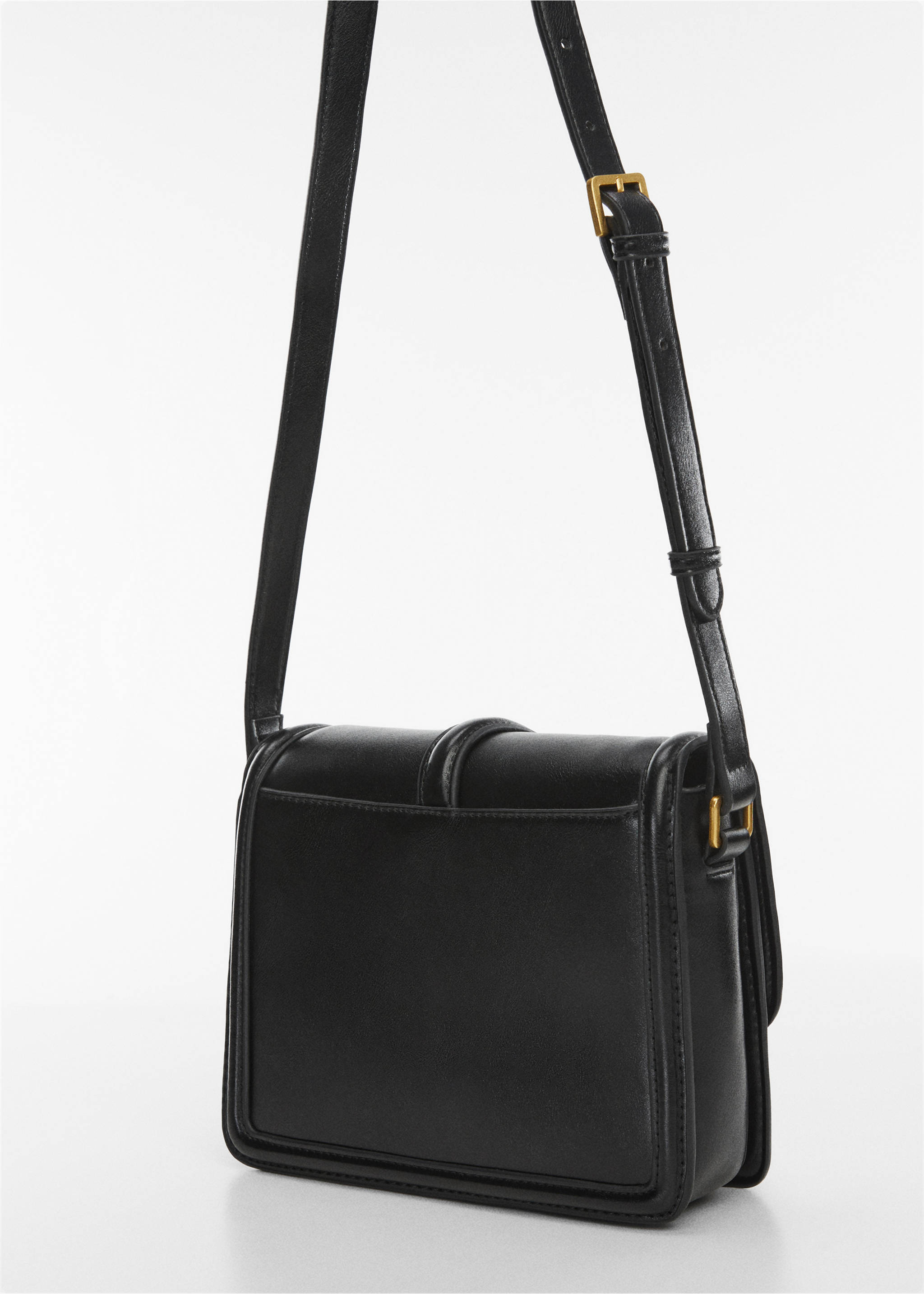 Crossbody bag with flap - Details of the article 1, Black. Ref: 57004783-00.