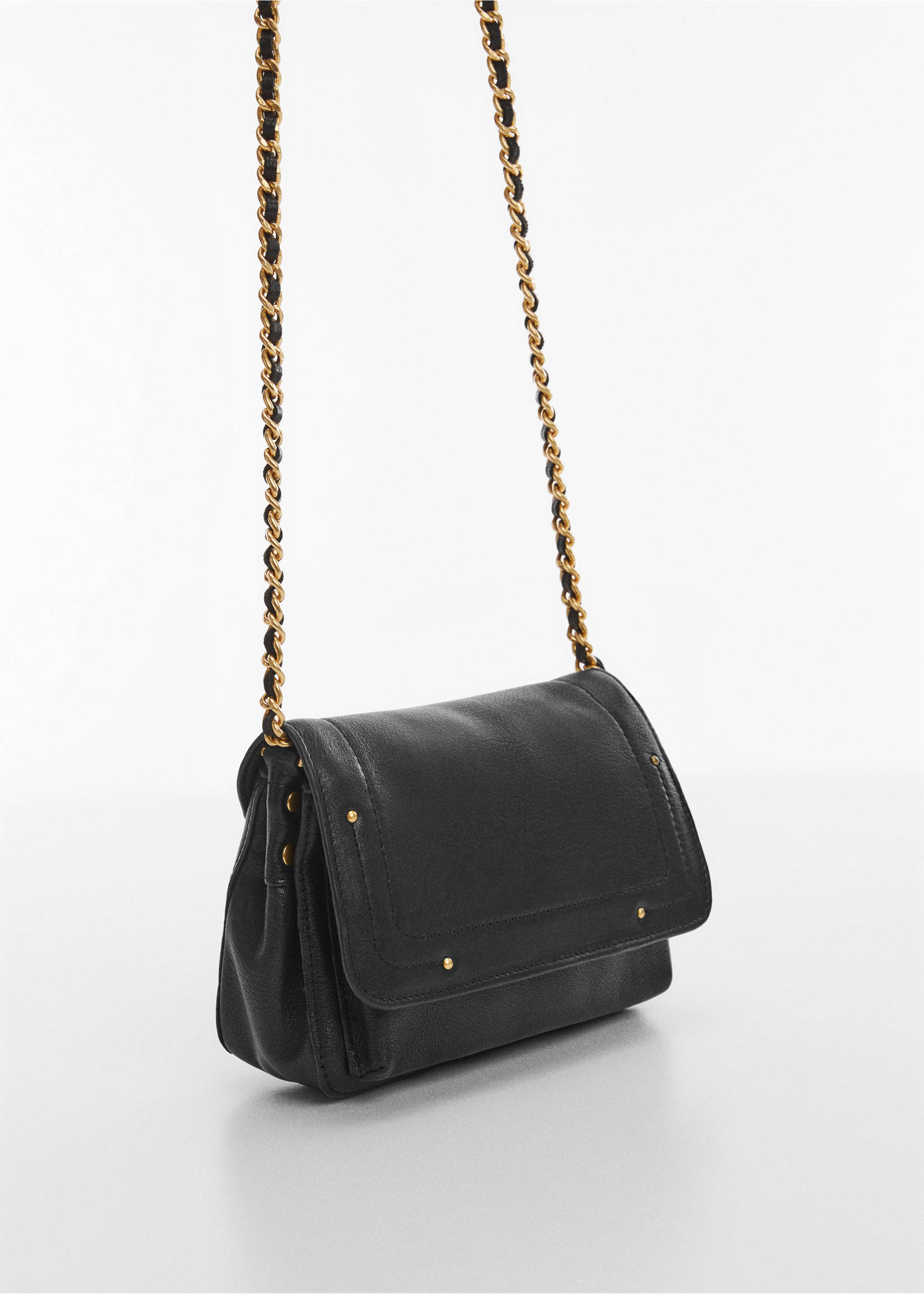 Flap leather bag - Medium plane, Black. Ref: 57004789-00.
