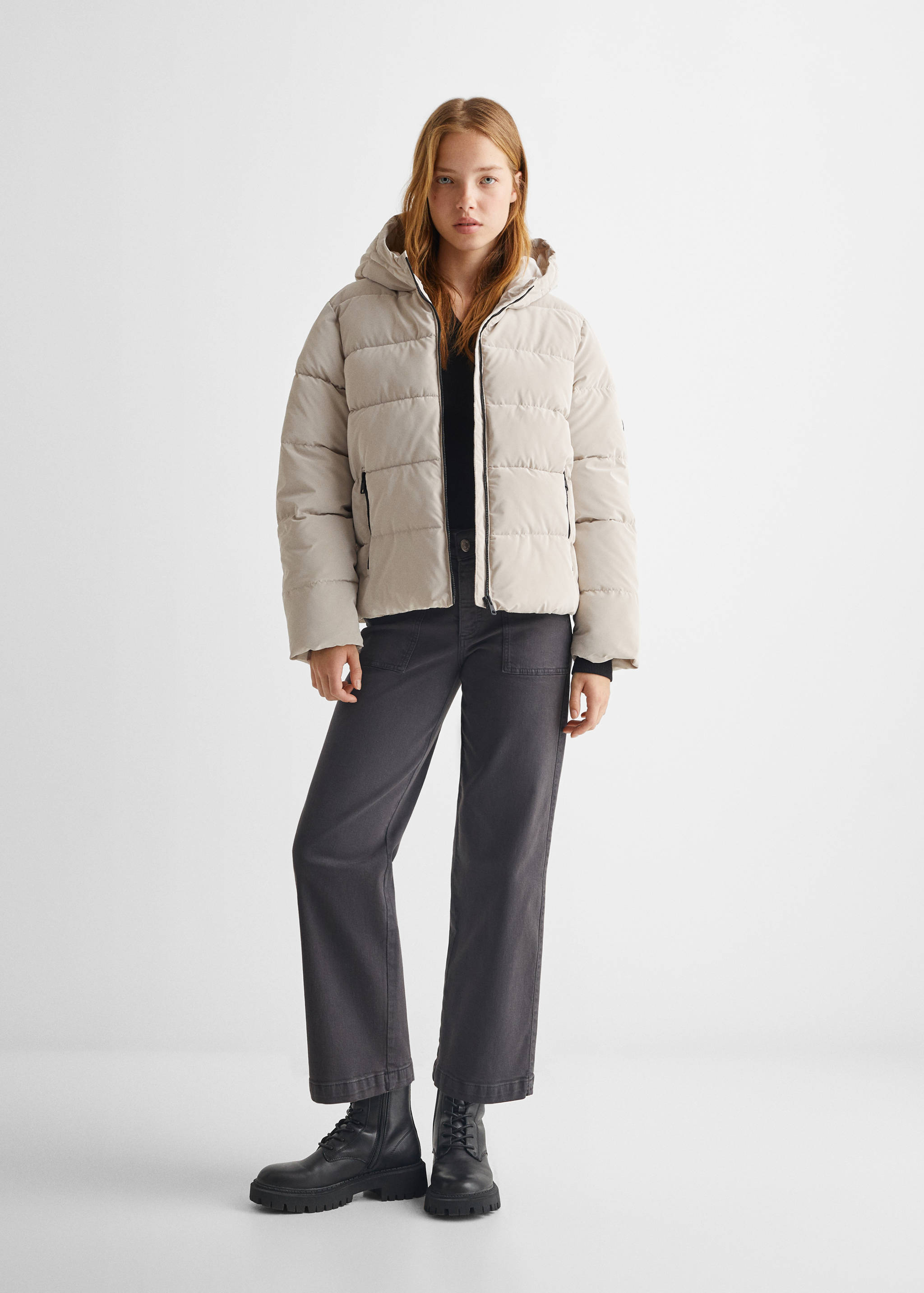 Waterdichte gewatteerde jas met ruitpatroon - Overzichtstekening