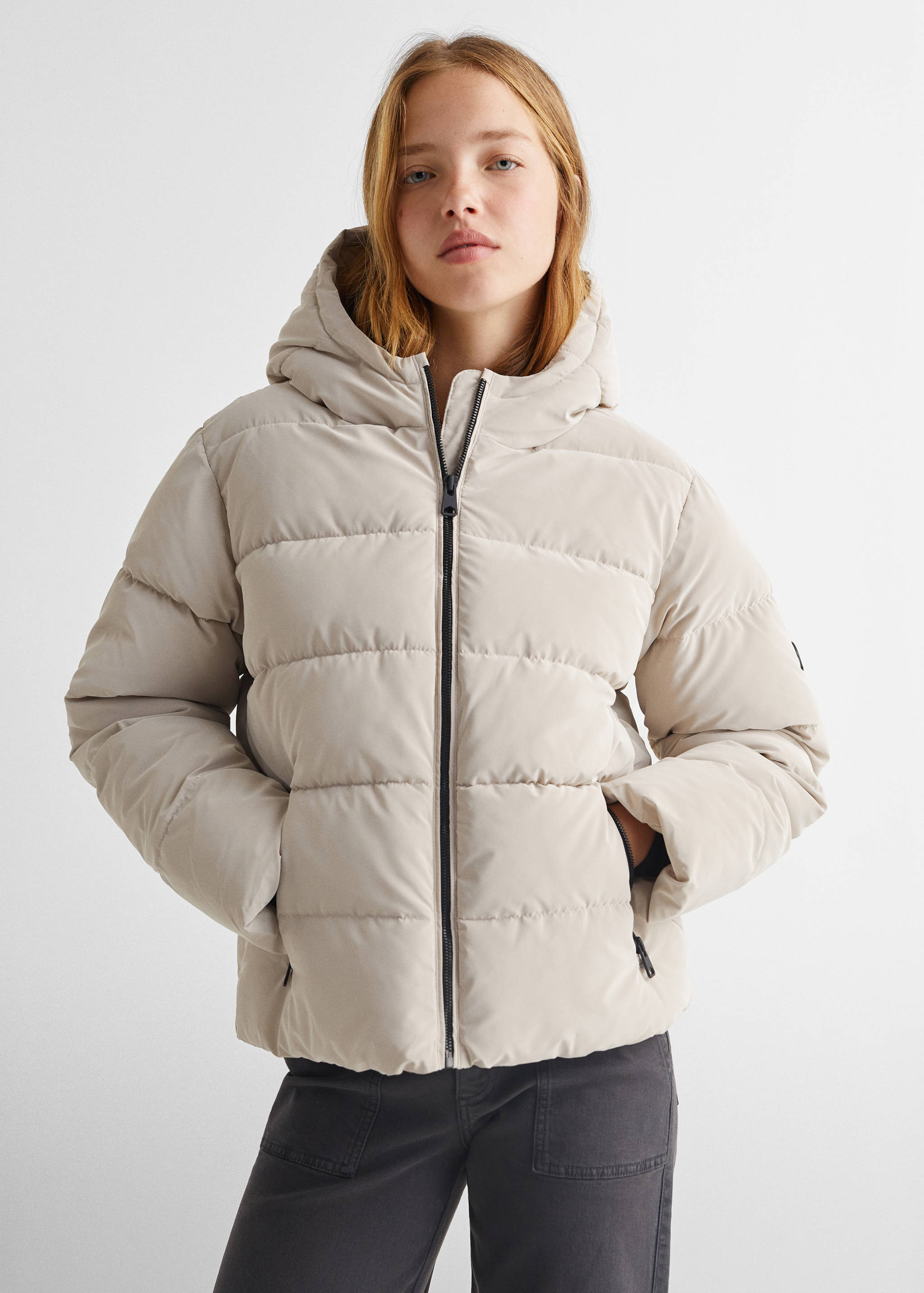 Waterdichte gewatteerde jas met ruitpatroon - Middenvlak