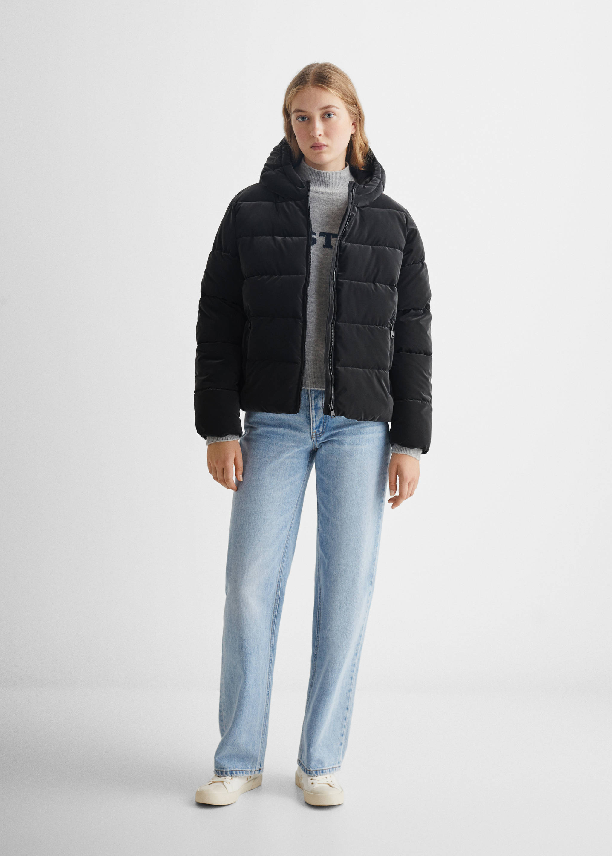 Waterdichte gewatteerde jas met ruitpatroon - Overzichtstekening