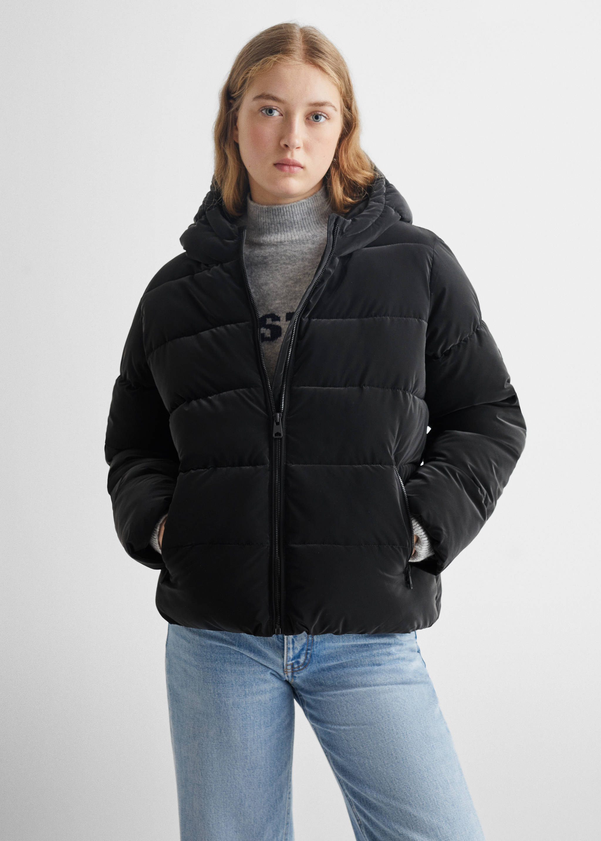 Waterdichte gewatteerde jas met ruitpatroon - Middenvlak