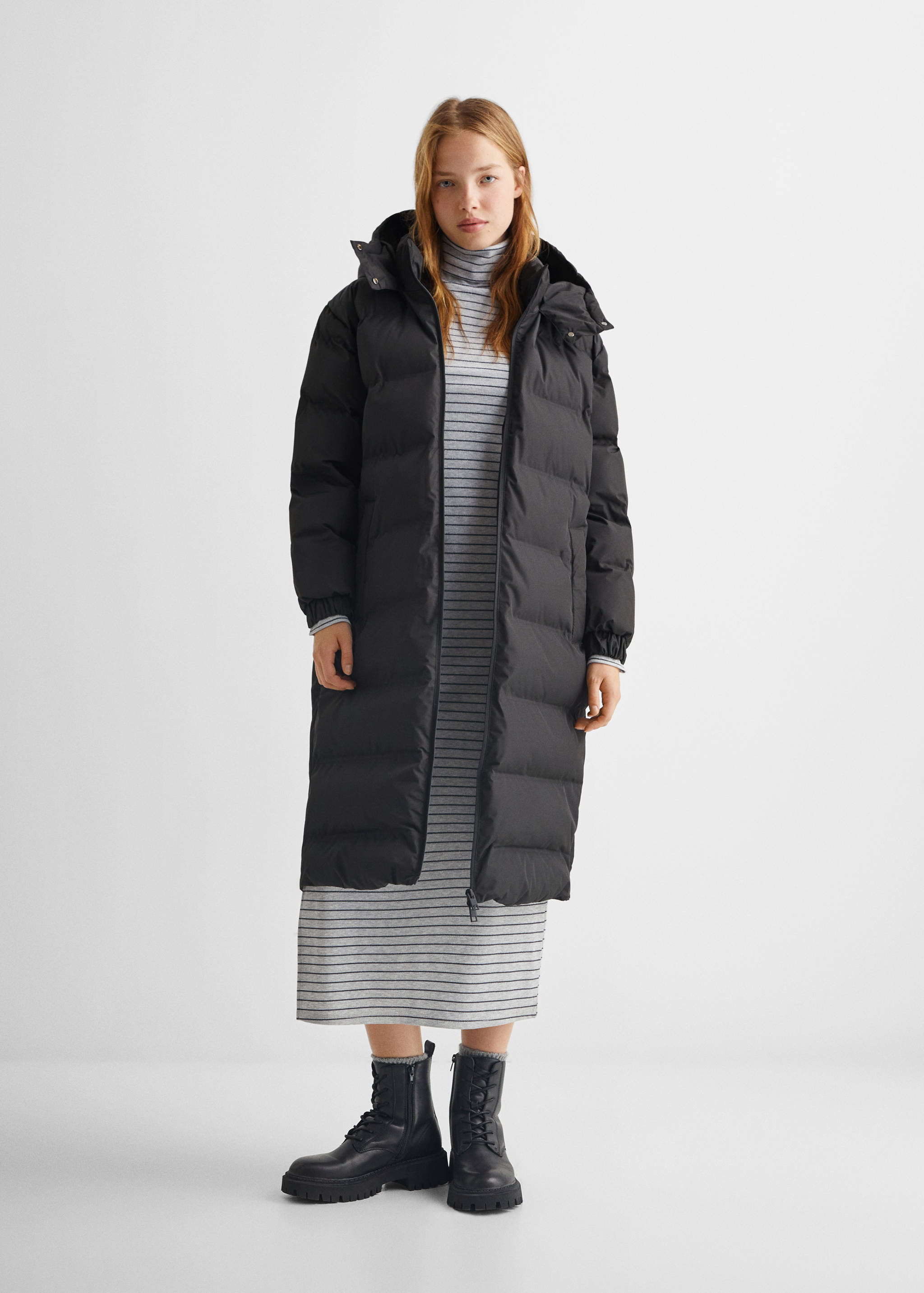 Quilted long coat - General plane