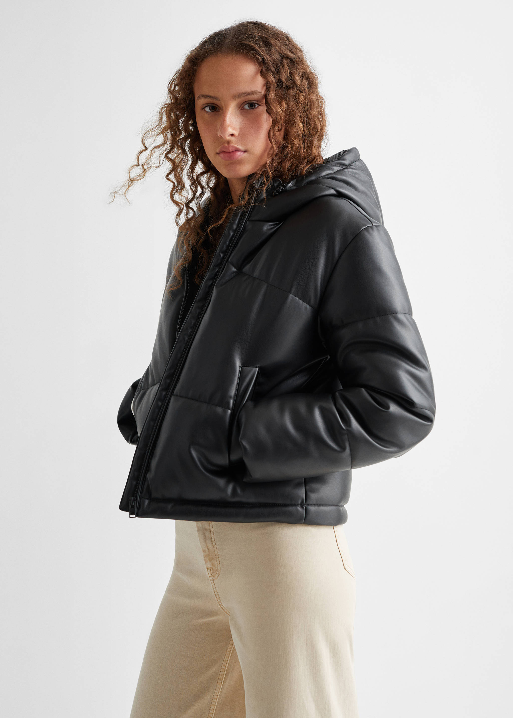 Quilted faux-leather style jacket - Details of the article 4