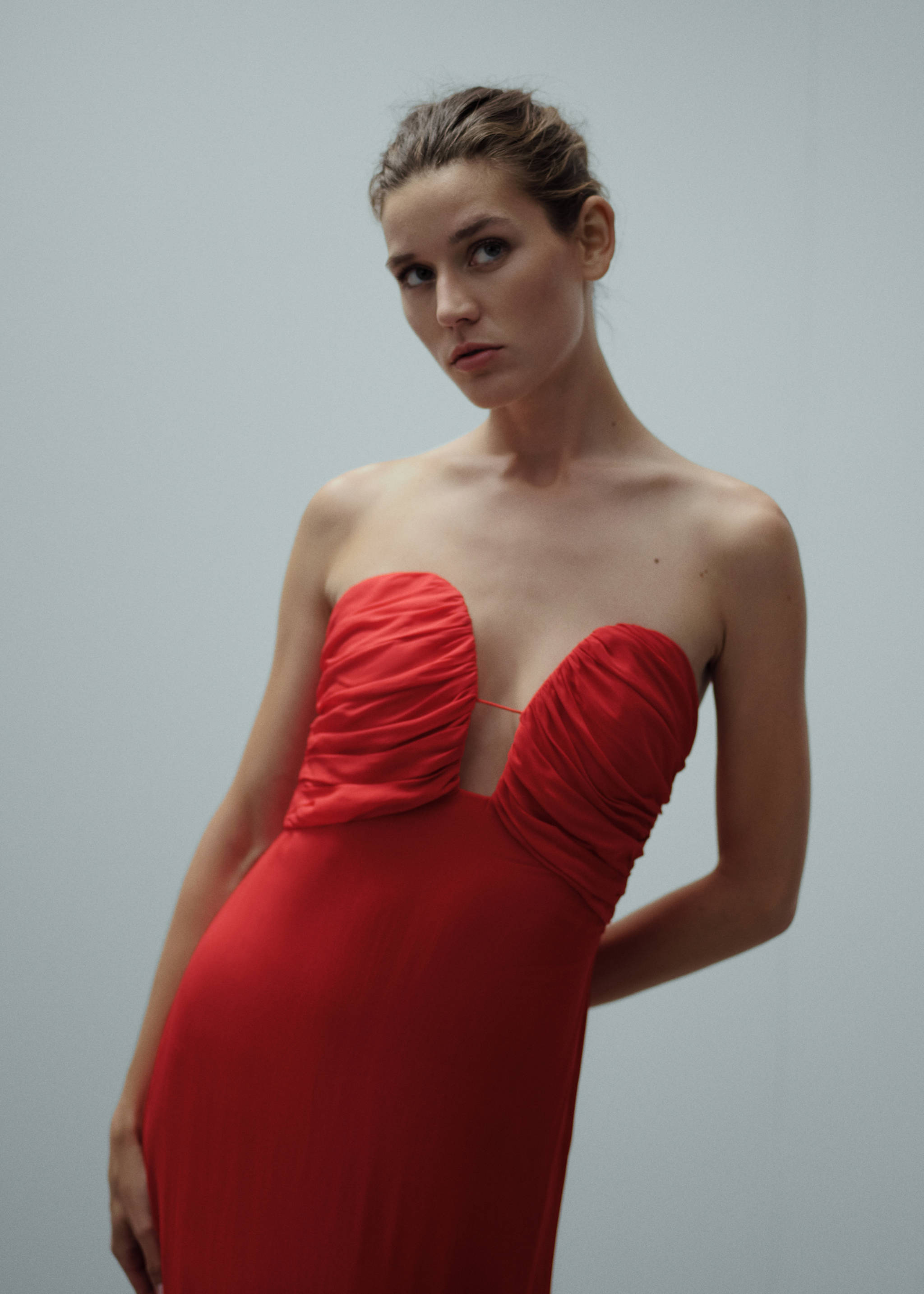 Strapless dress with sweetheart neckline - Medium plane, Red. Ref: 57005158-00.