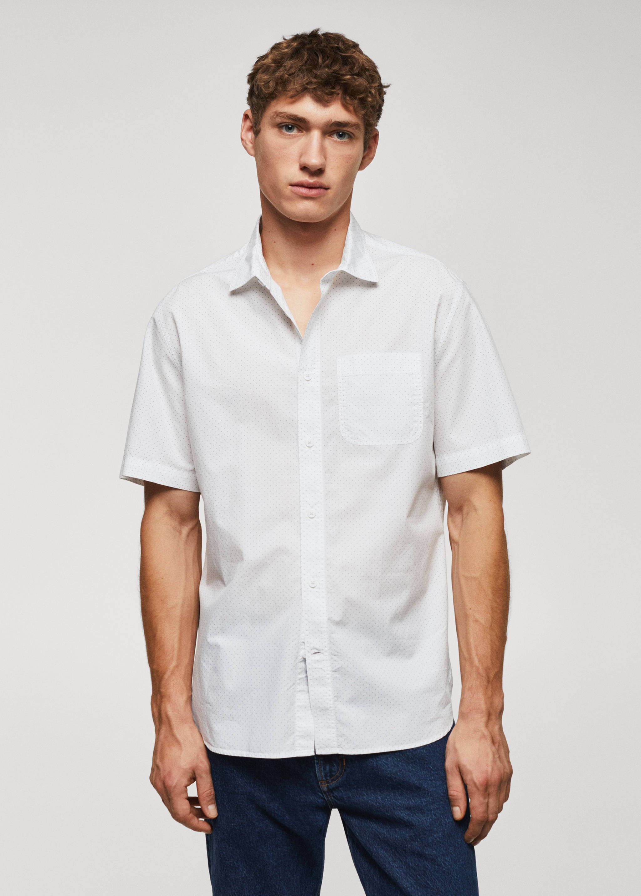 100% cotton short-sleeved mirco-patterned shirt - Medium plane