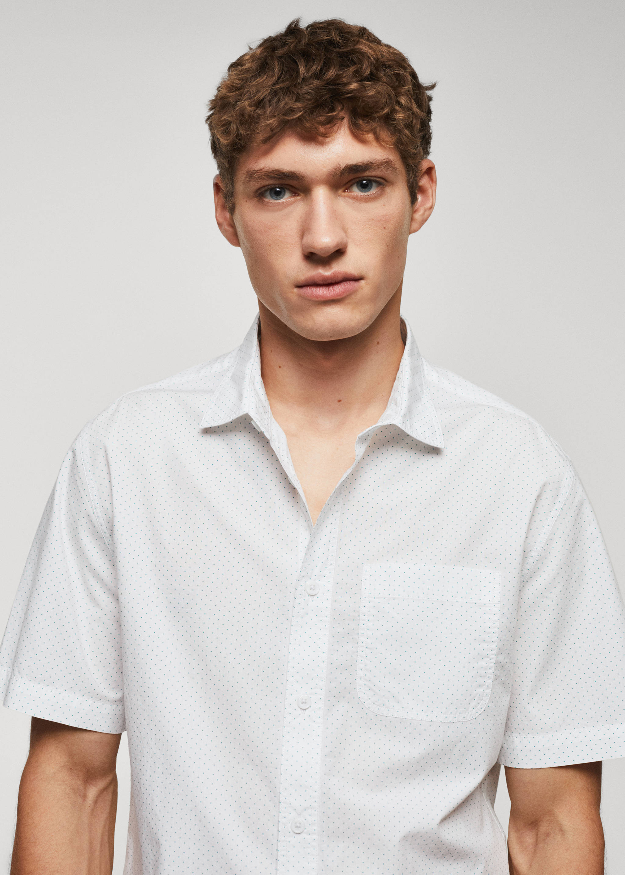 100% cotton short-sleeved mirco-patterned shirt - Details of the article 1