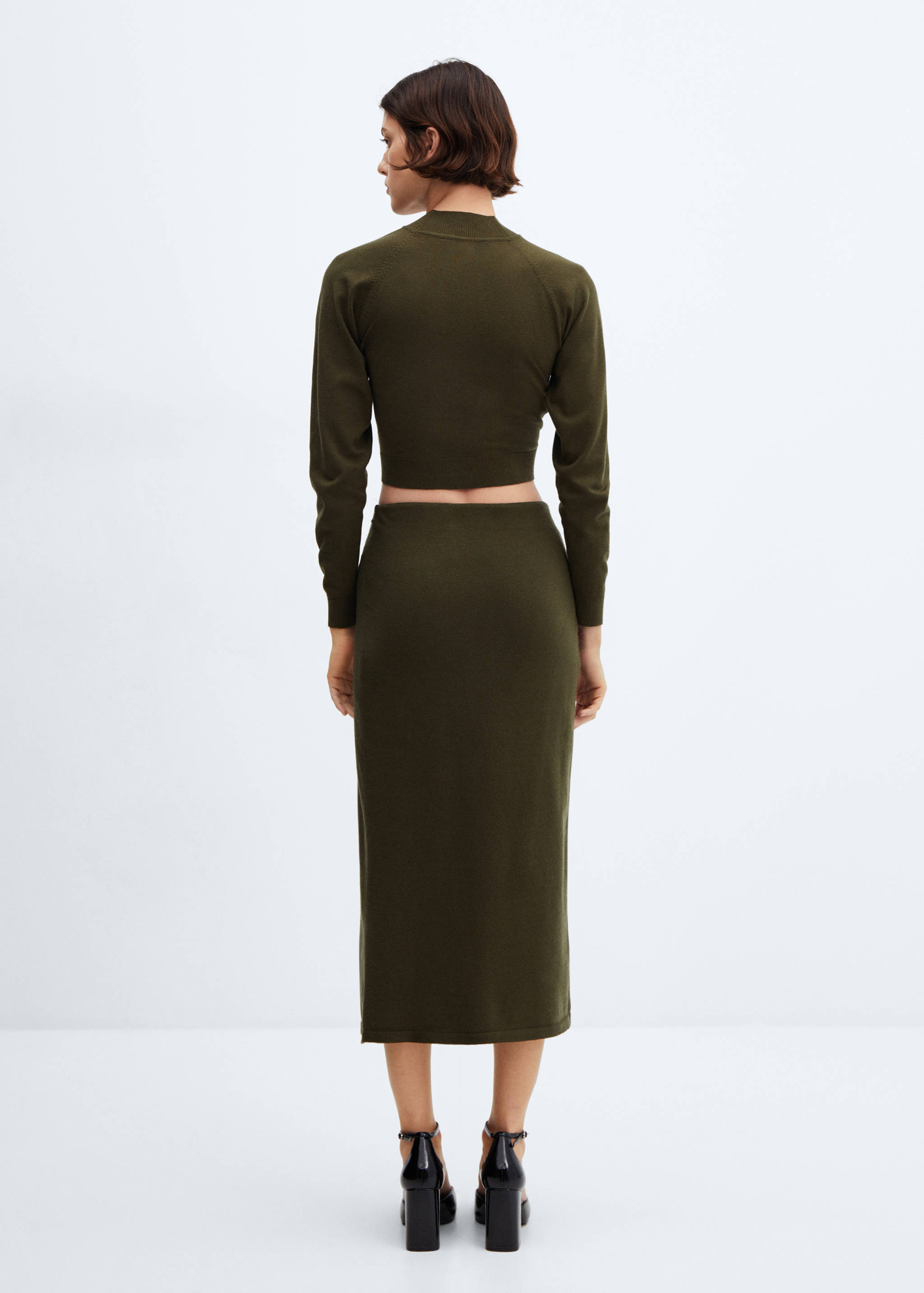 Cropped sweater with perkins neck - Reverse of the article