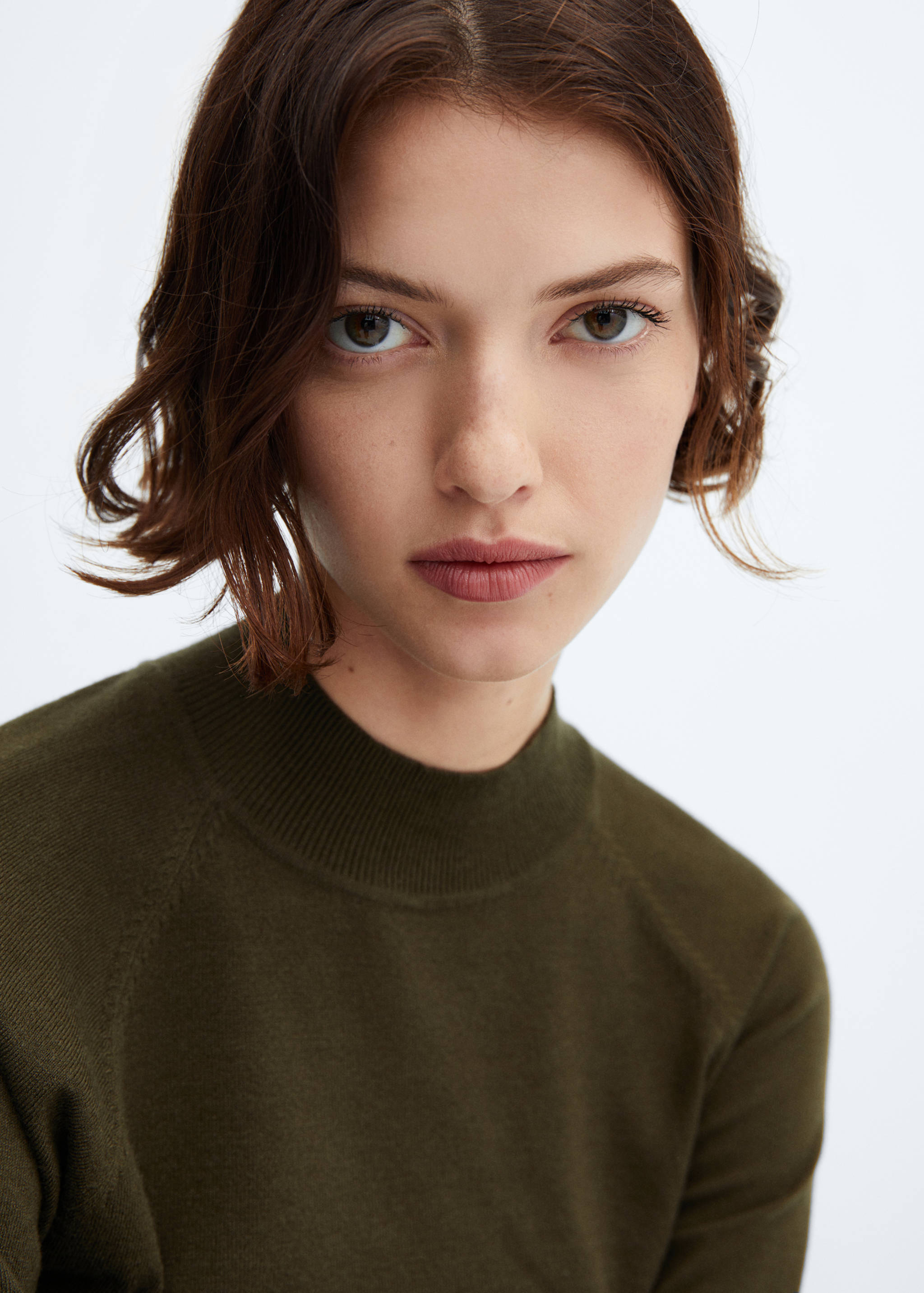 Cropped sweater with perkins neck - Details of the article 1