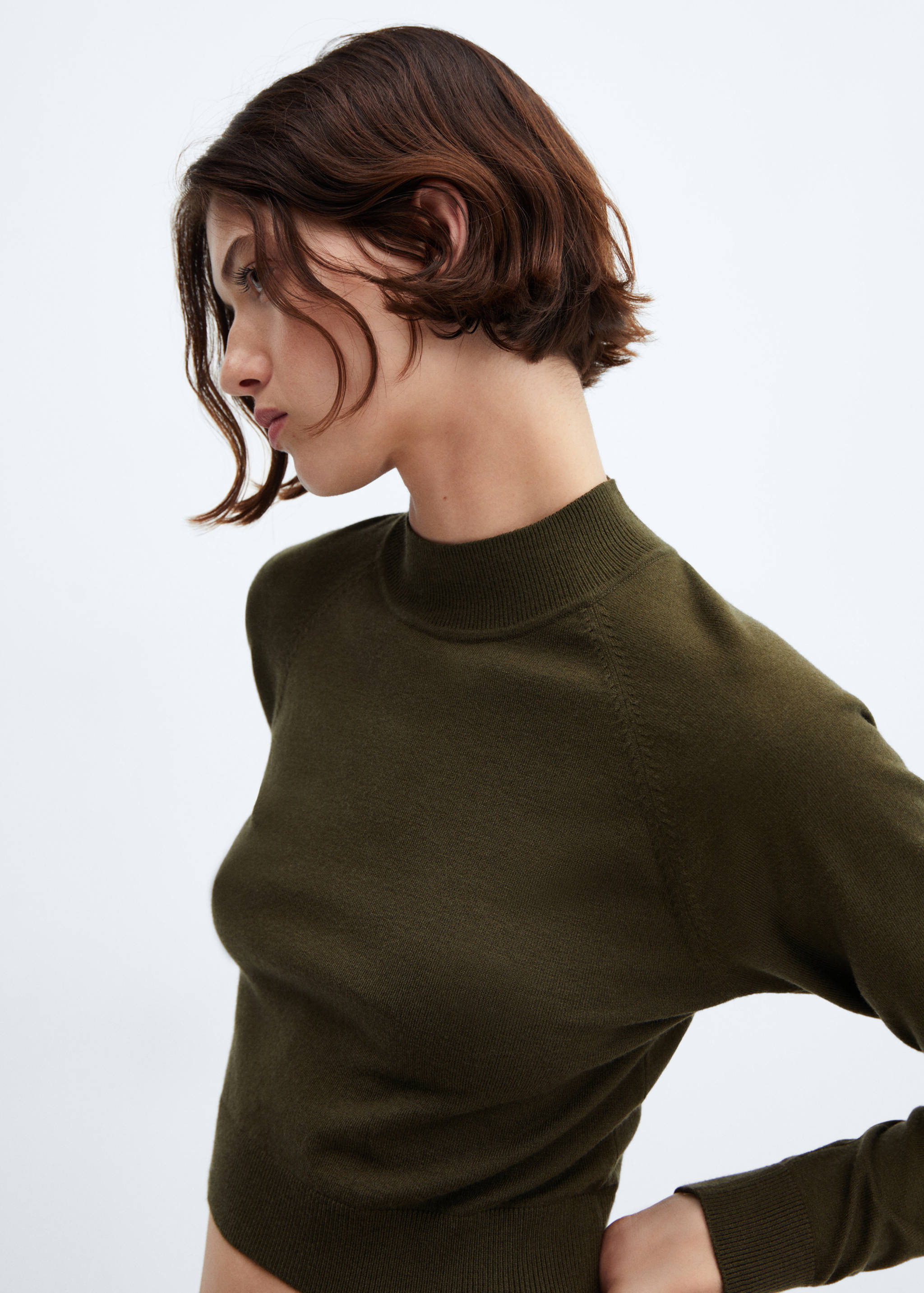 Cropped sweater with perkins neck - Details of the article 2