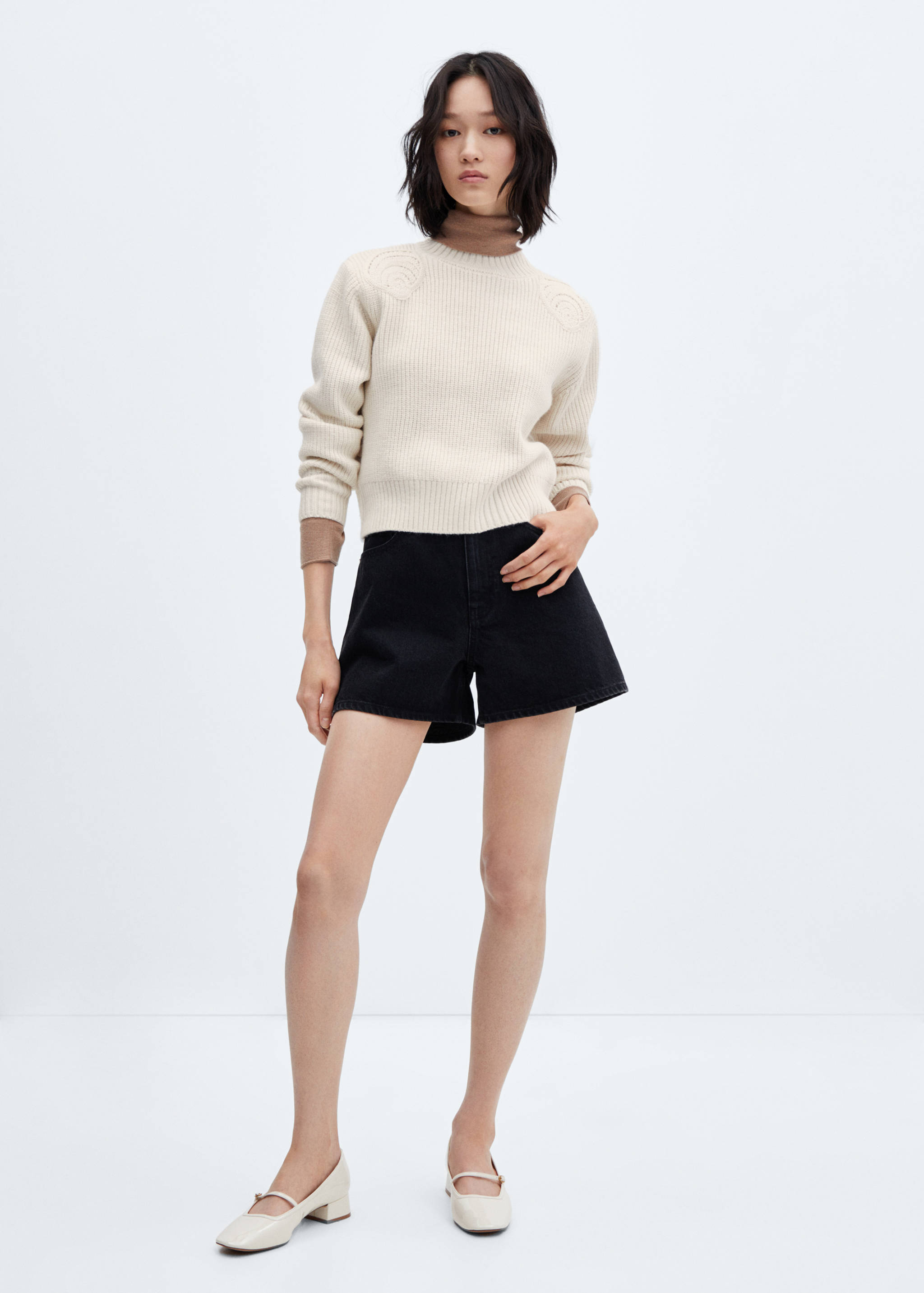 Perkins-neck sweater with shoulder detail - General plane