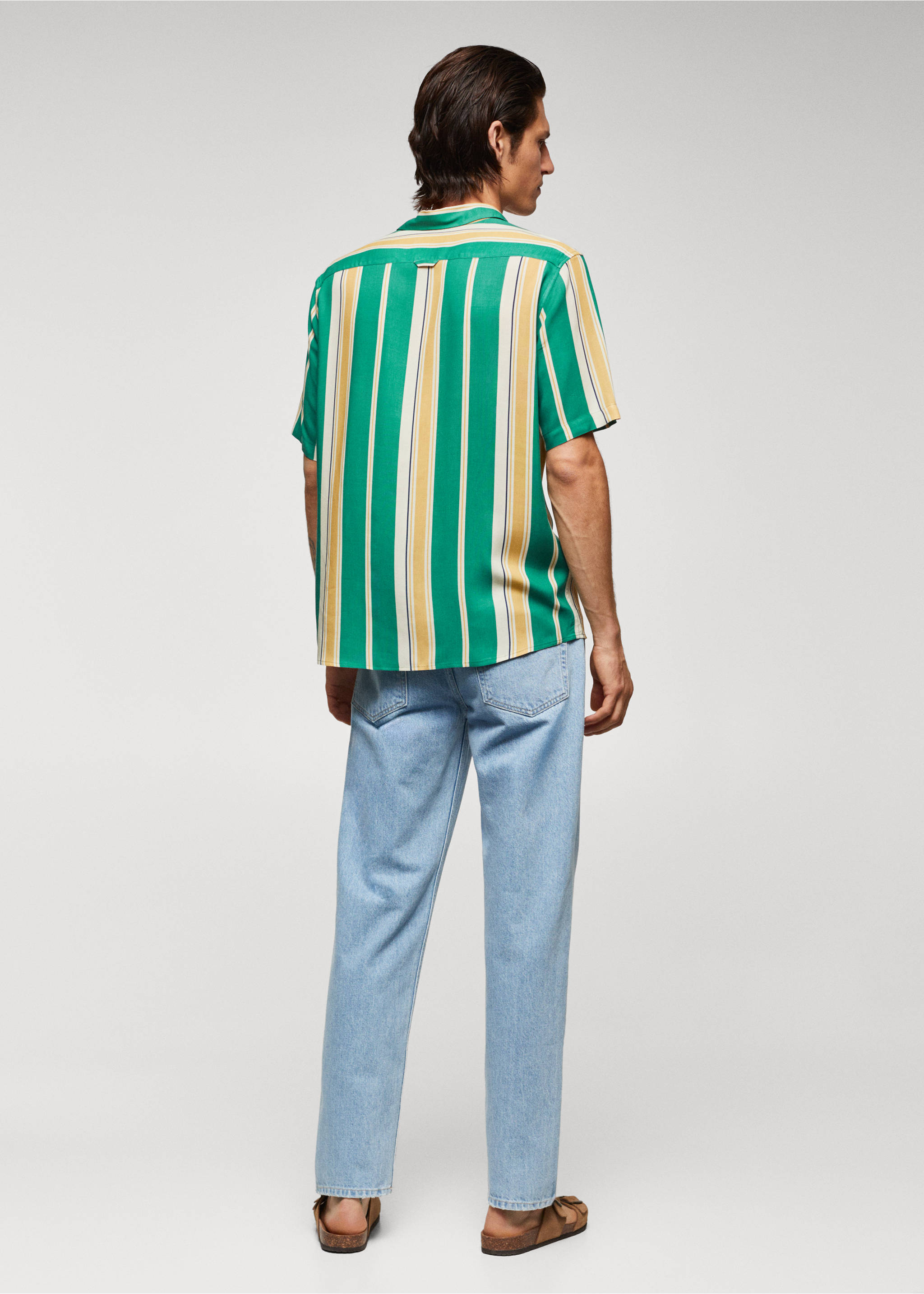 Short sleeve striped shirt - Reverse of the article, Green. Ref: 57005807-00.