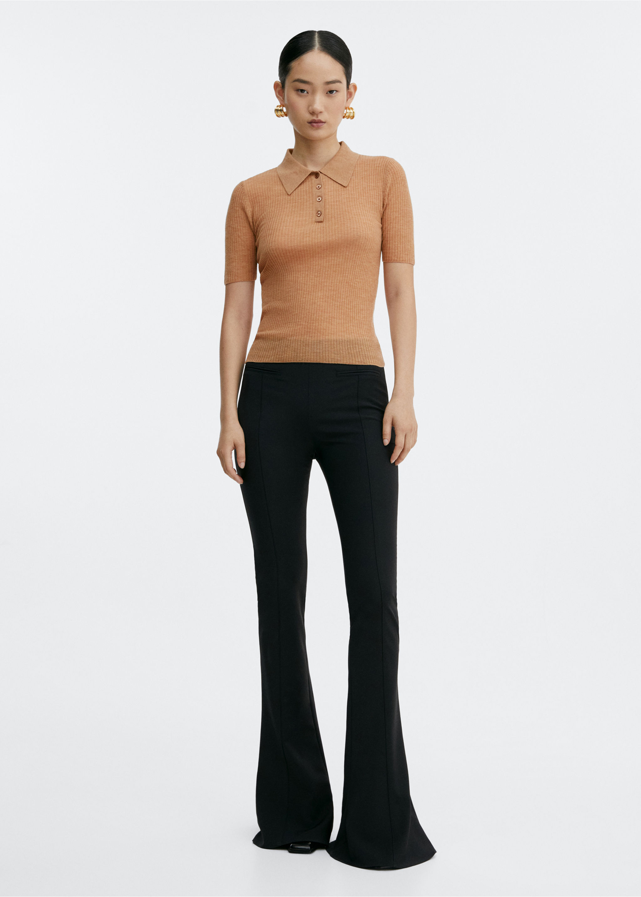 Polo collar wool sweater - General plane