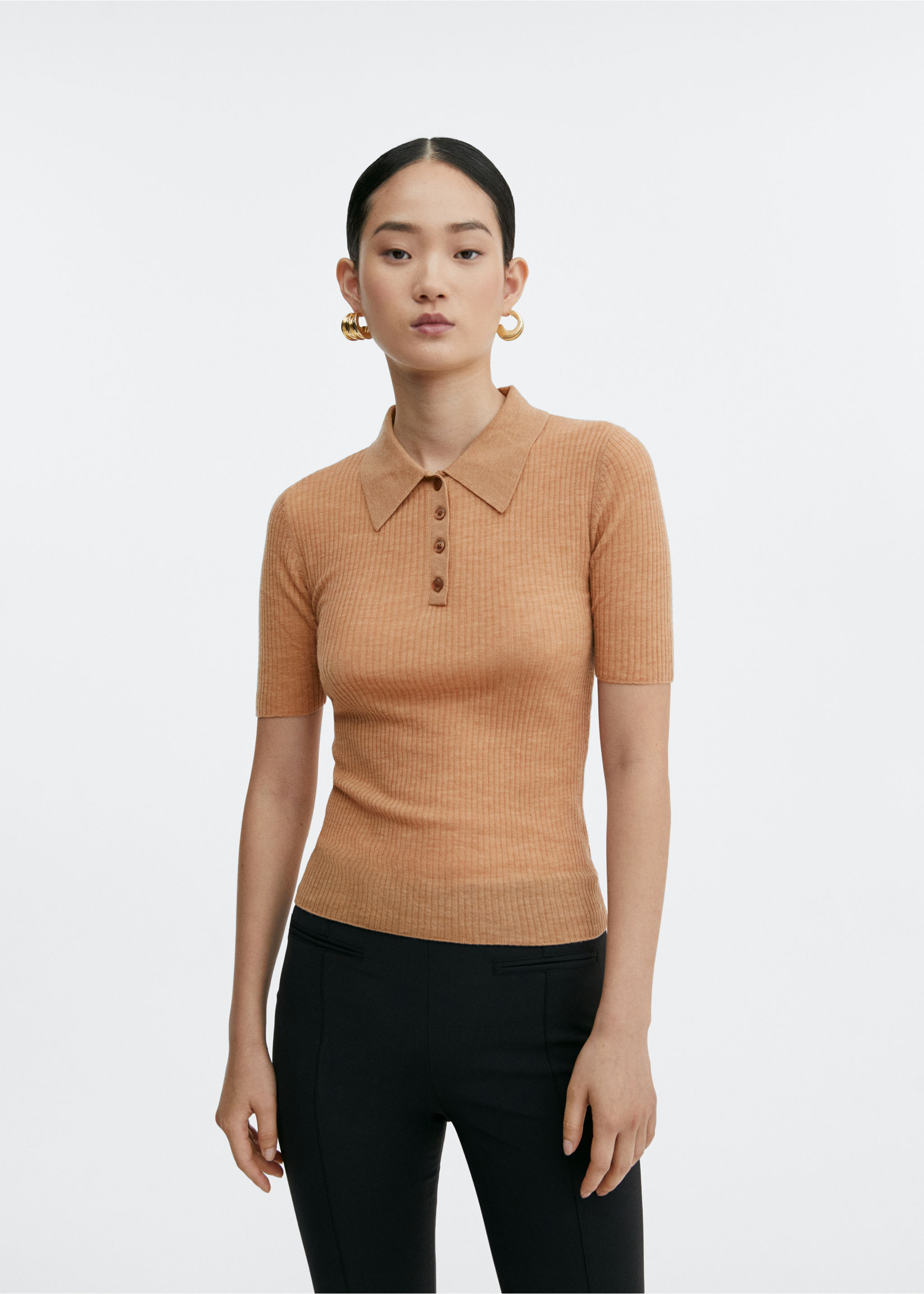 Polo collar wool sweater - Medium plane