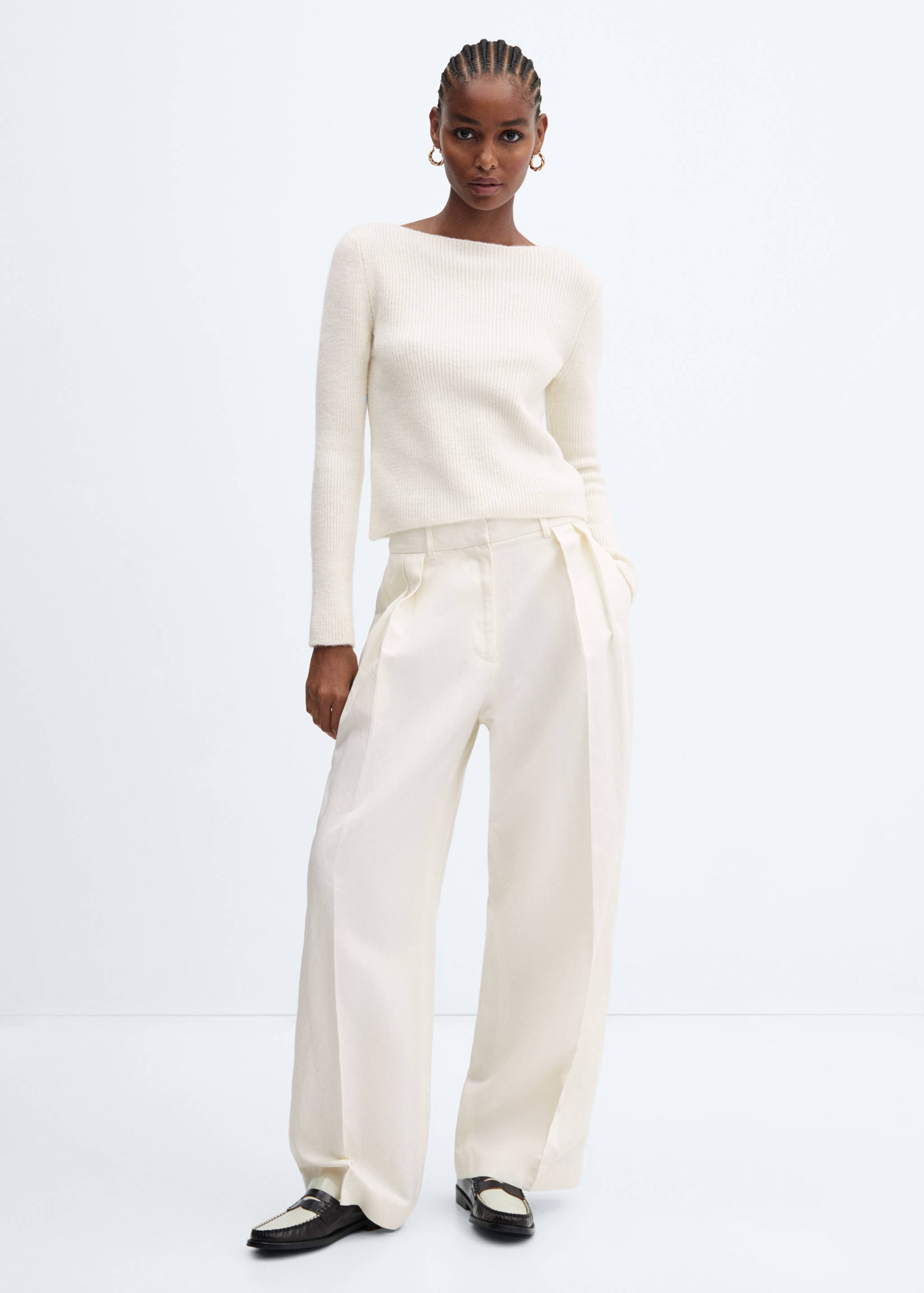 Gebreide trui met boothals - Overzichtstekening