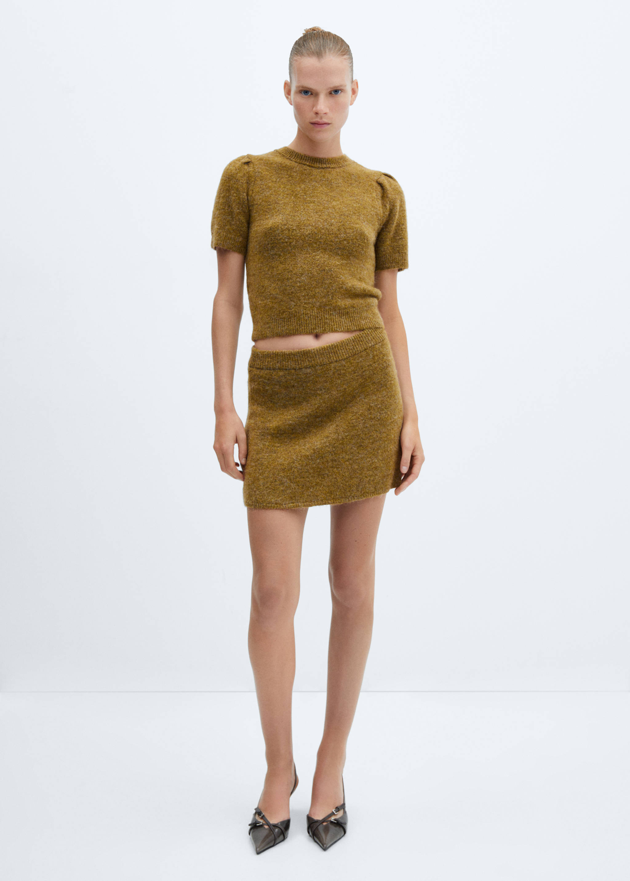 Puff-sleeve knitted sweater - General plane