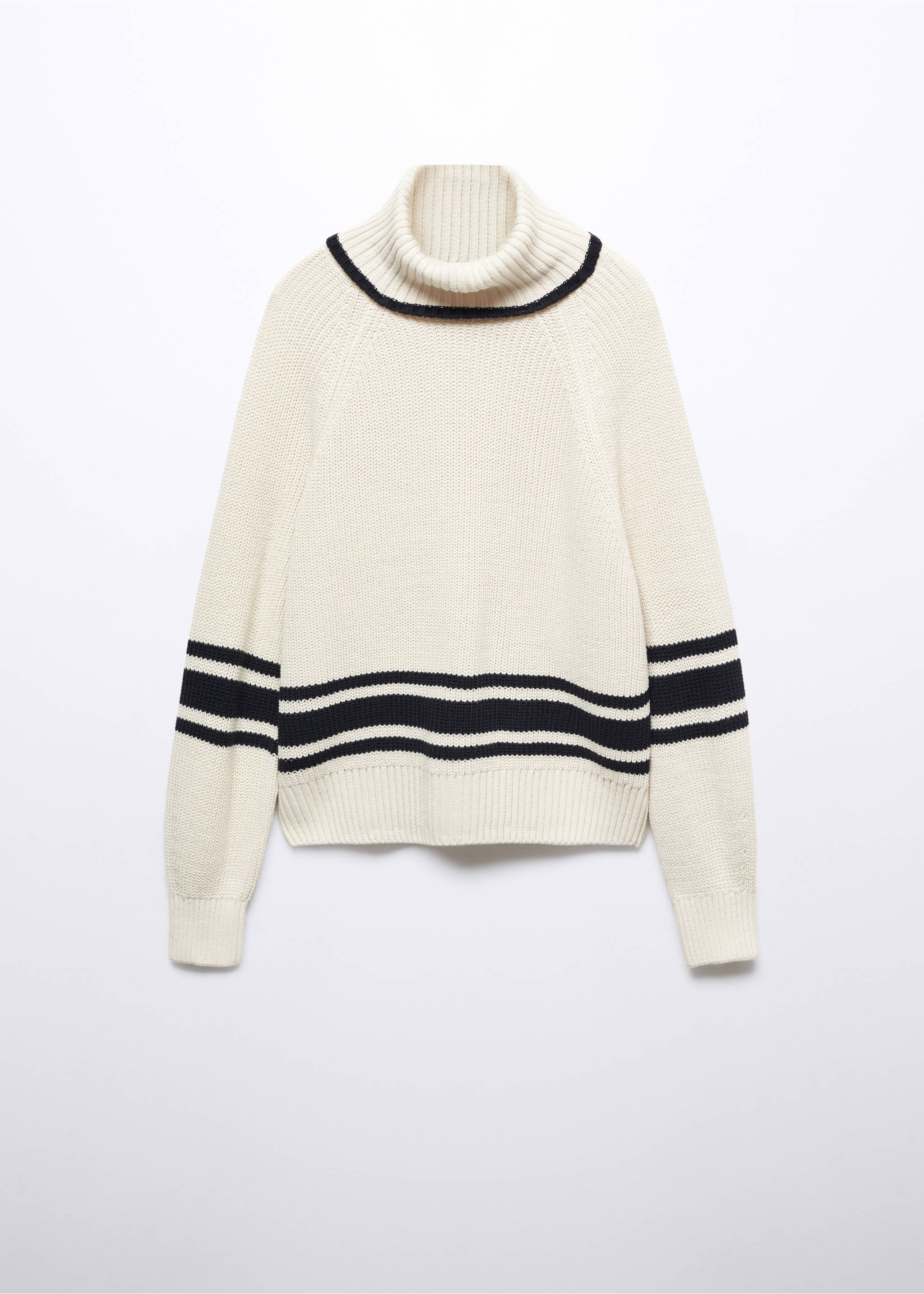 Striped turtleneck sweater - Article without model, Ecru. Ref: 57005830-00.