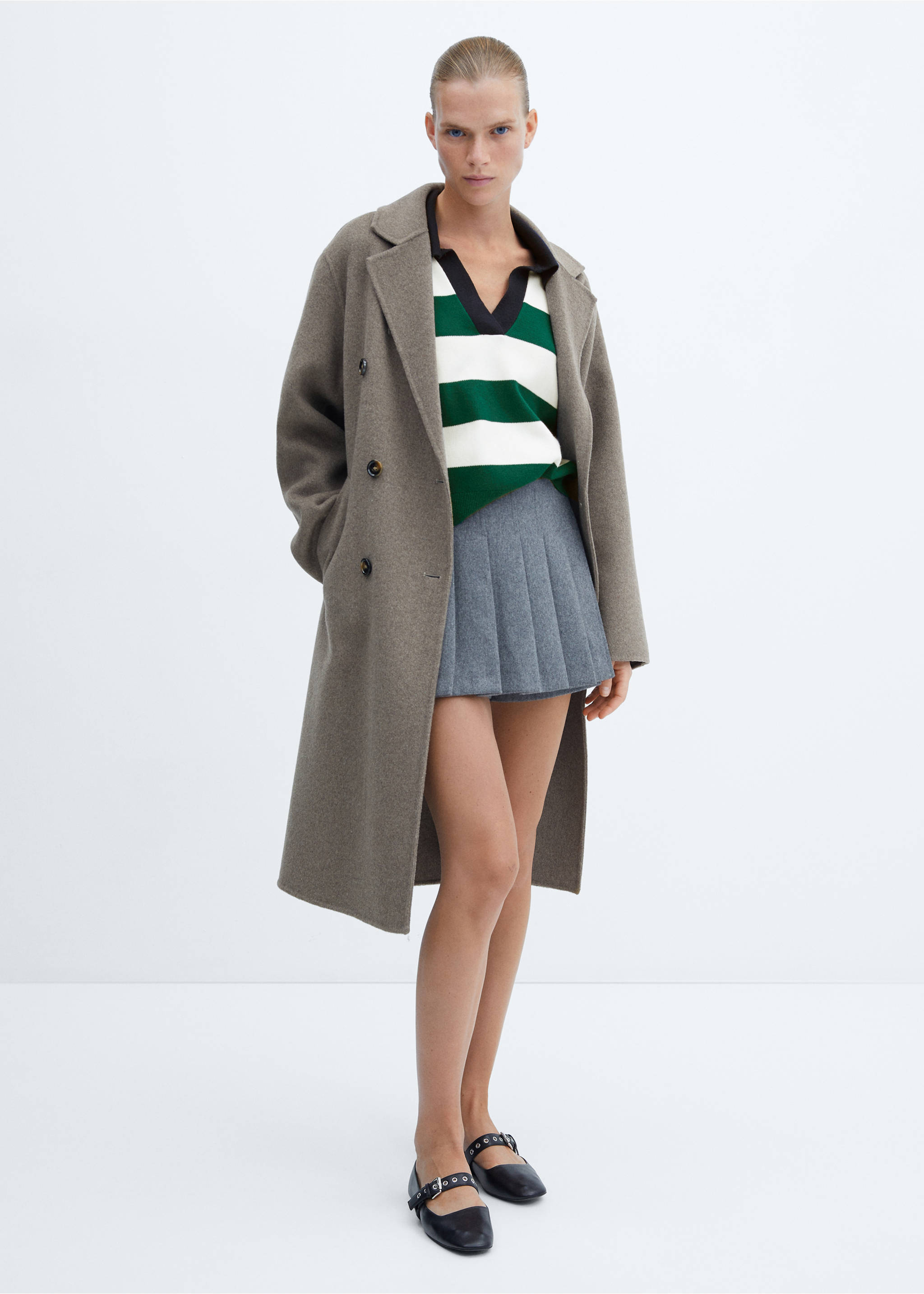 Striped polo-neck sweater - General plane, Green. Ref: 57005833-00.