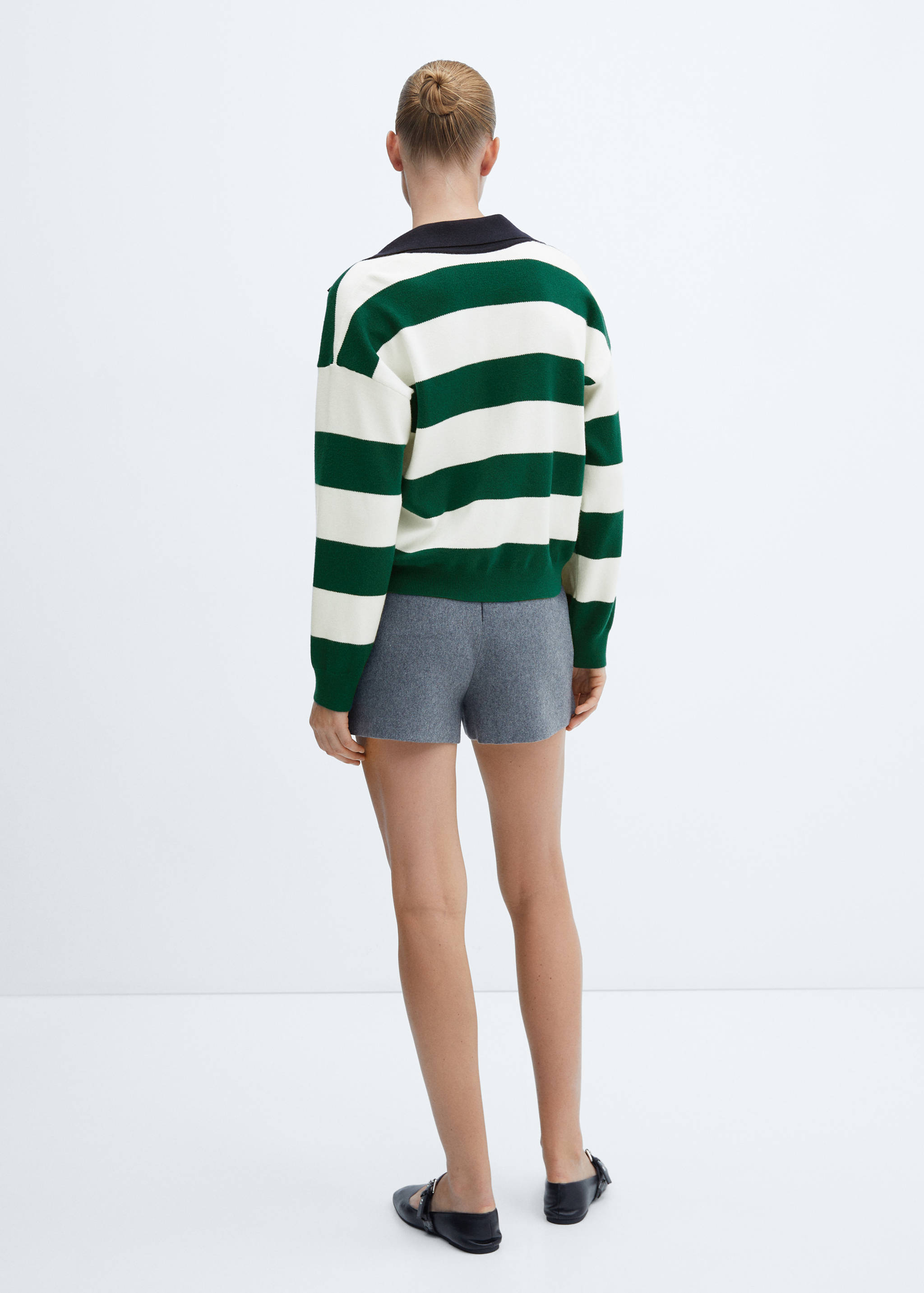 Striped polo-neck sweater - Reverse of the article