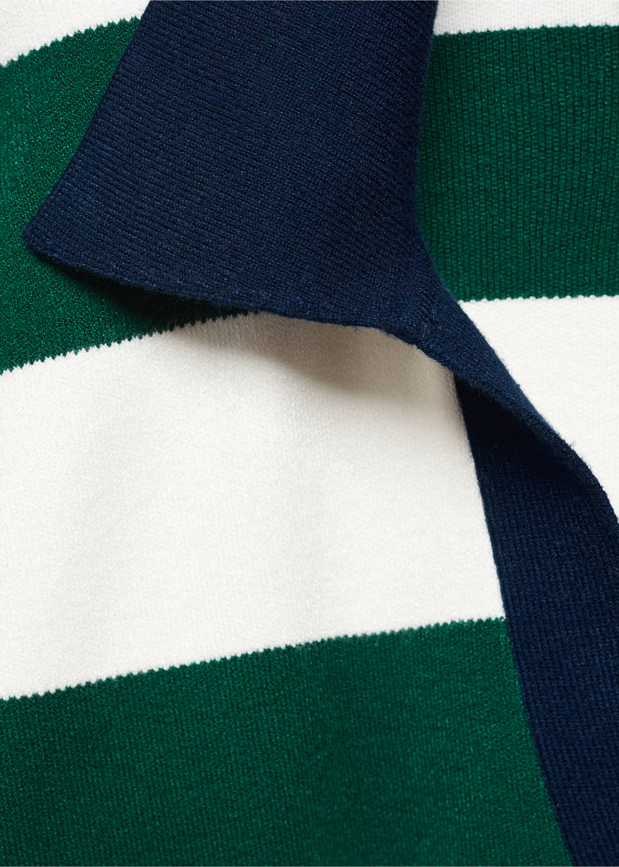 Striped polo-neck sweater - Details of the article 8, Green. Ref: 57005833-00.
