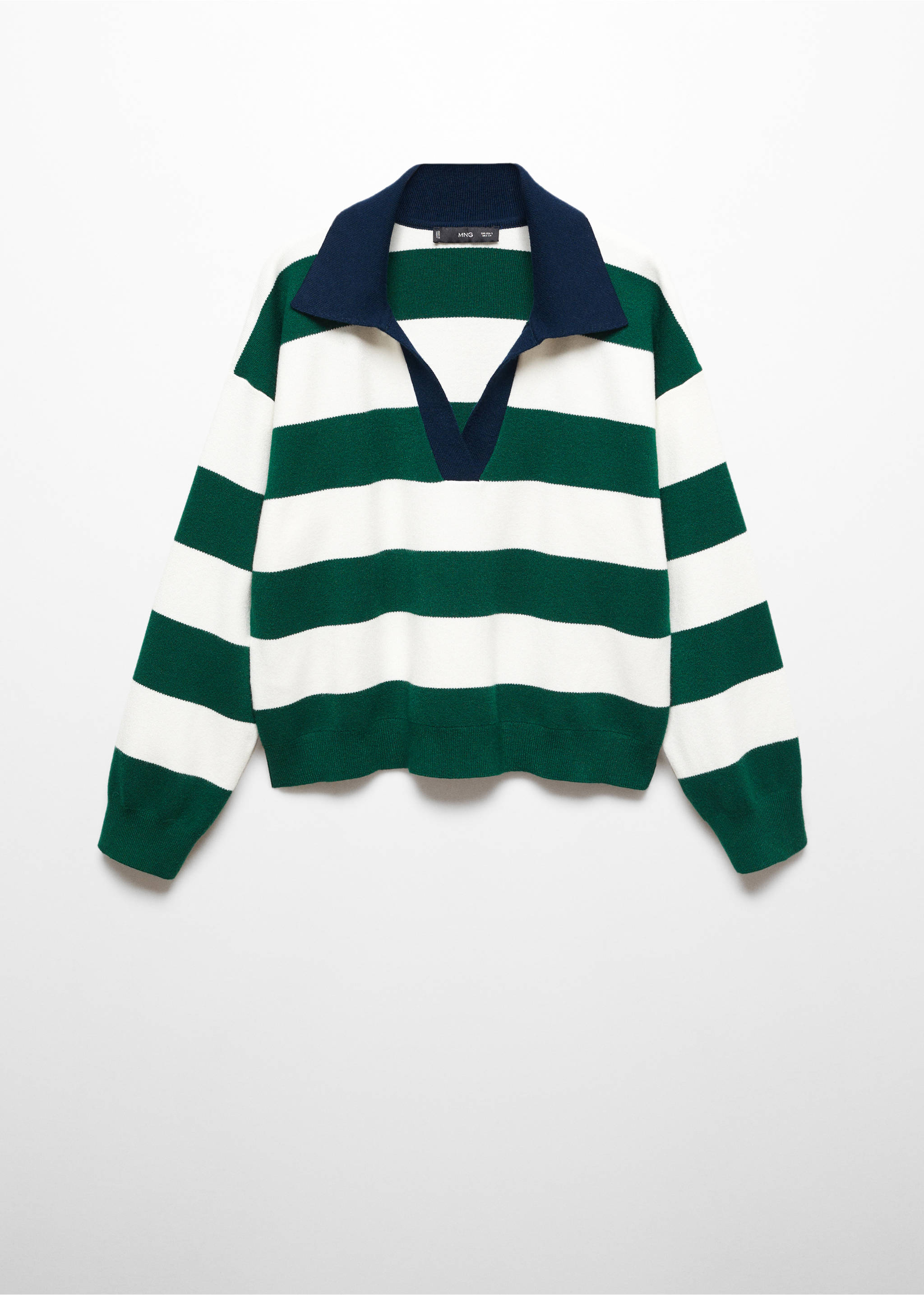 Striped polo-neck sweater - Article without model, Green. Ref: 57005833-00.