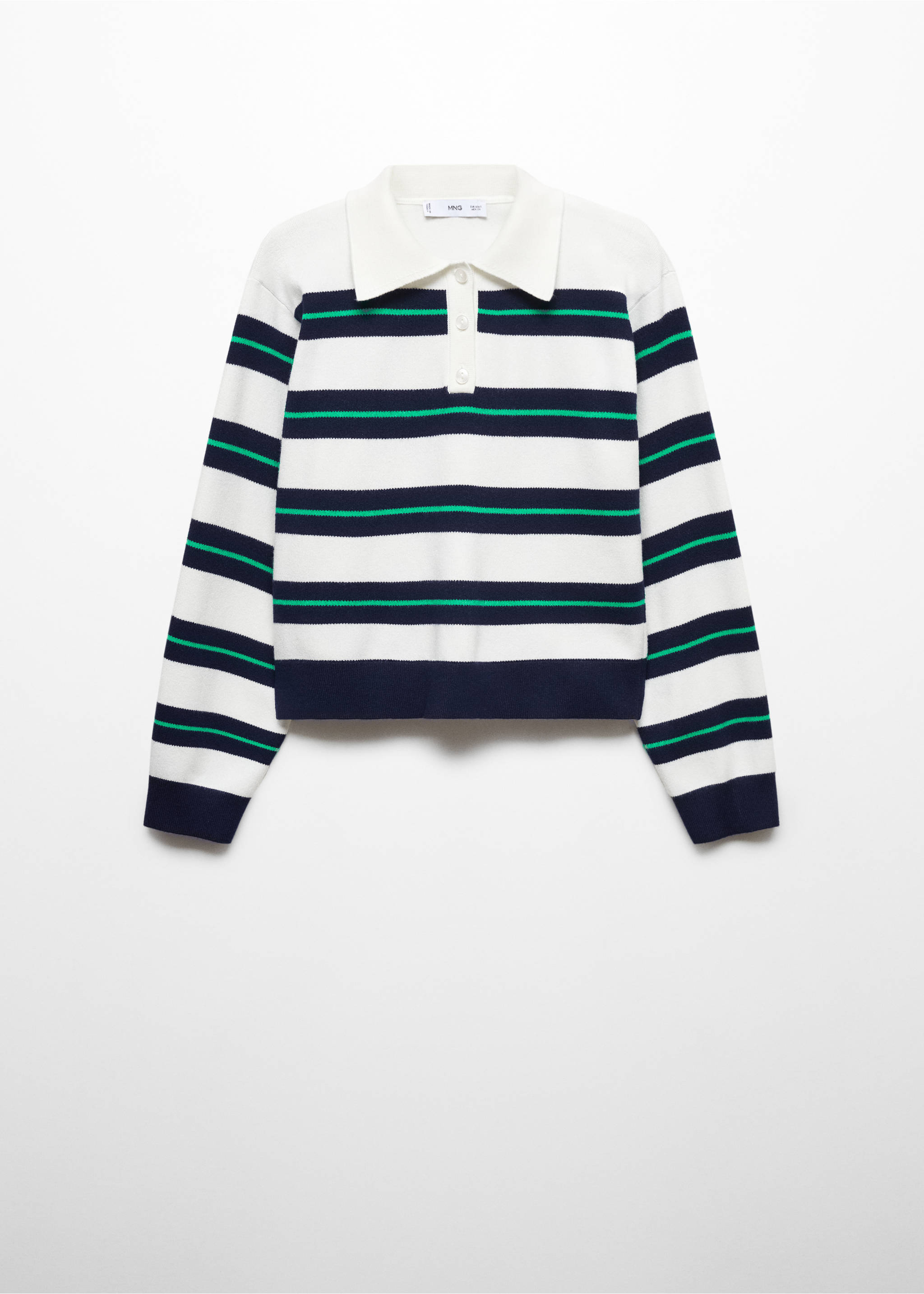 Striped polo-neck sweater - Article without model, Green. Ref: 57005834-00.