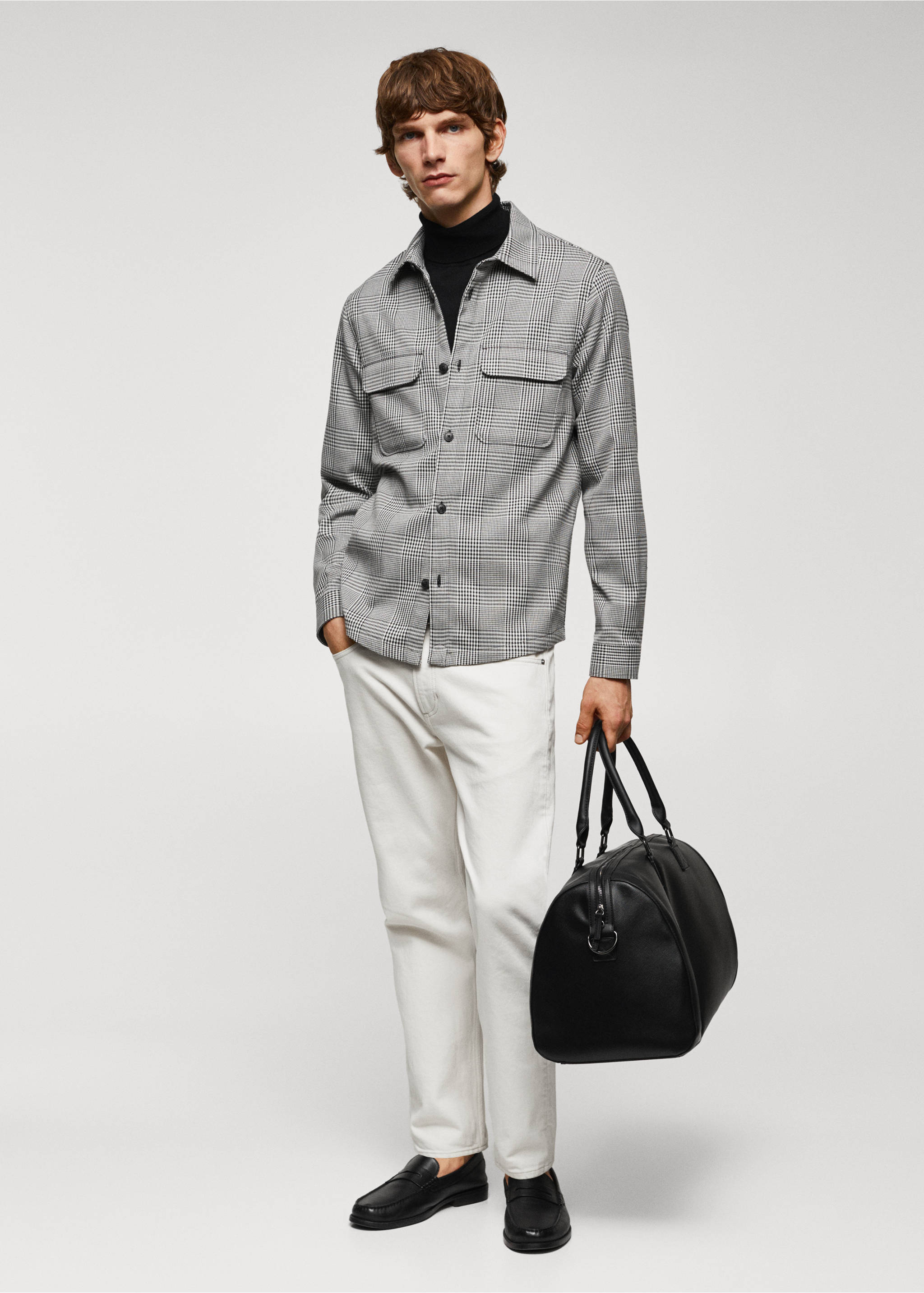 Surchemise regular-fit prince-de-galles - Plan général, Noir. Ref: 57005957-00.