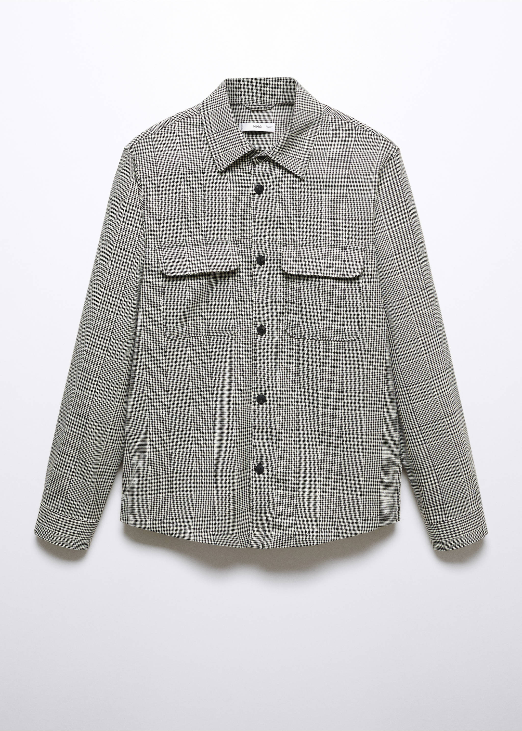Regular-fit Prince of Wales check overshirt - Article without model, Black. Ref: 57005957-00.