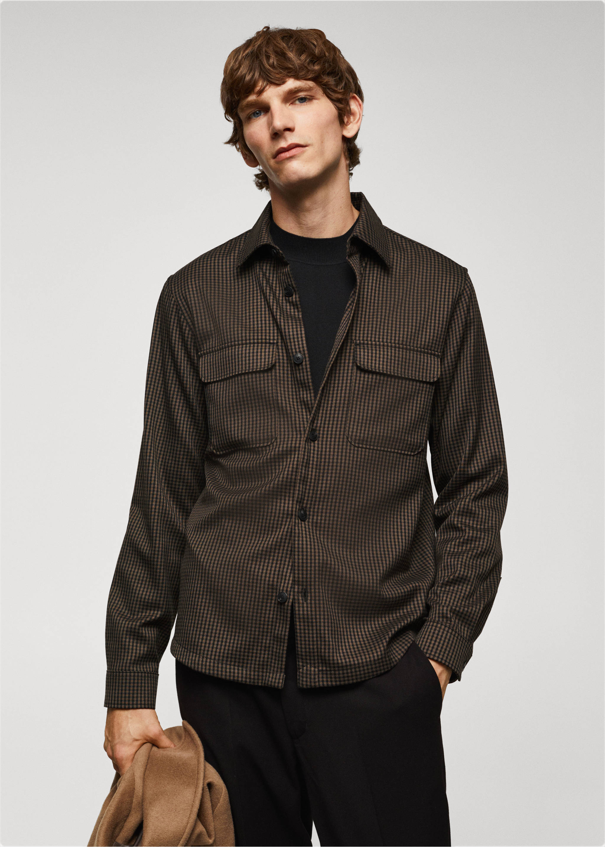 Regular Fit-Overshirt mit Taschen - Mittlere Ansicht, Braun. Ref: 57005959-00.