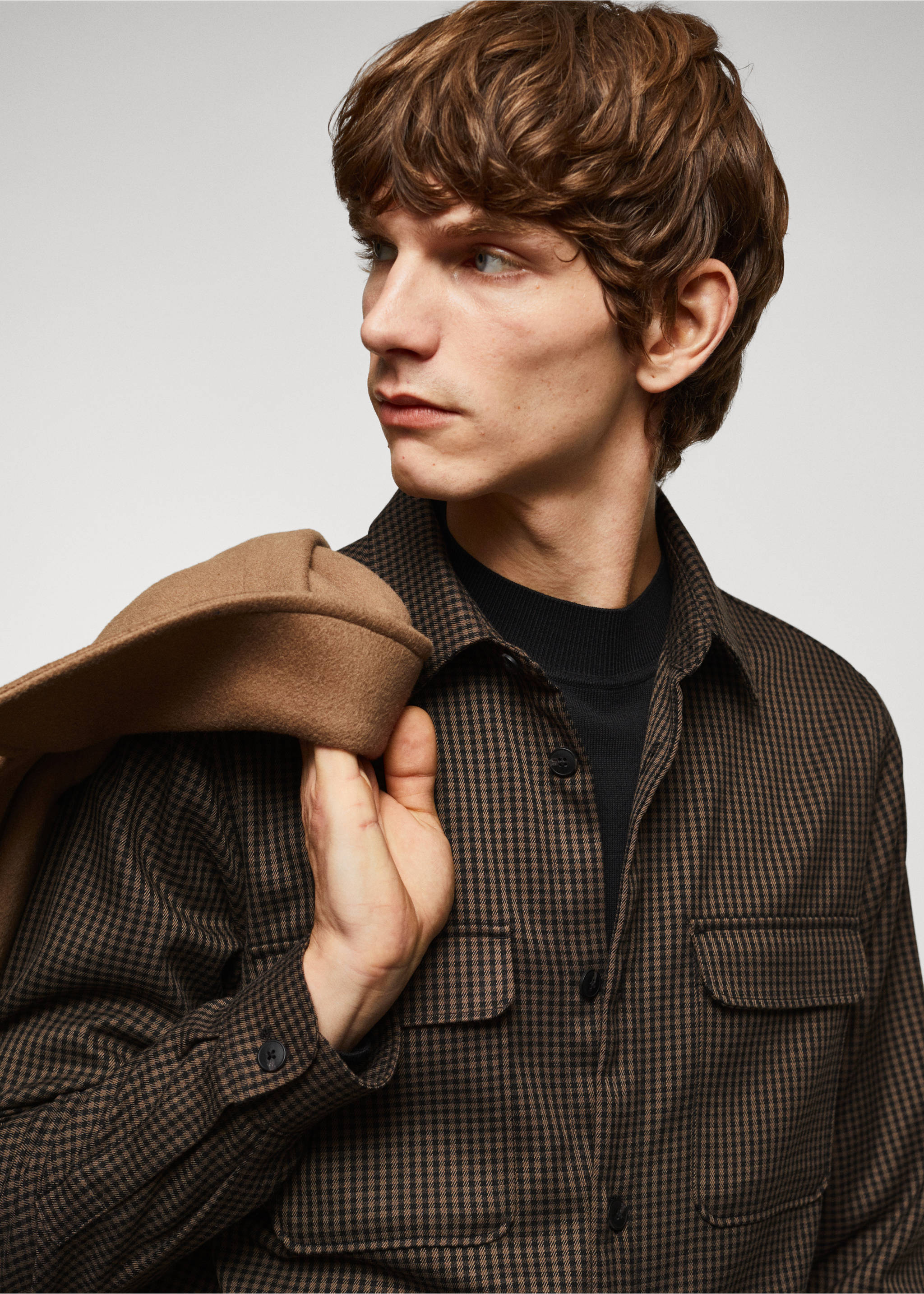 Regular Fit-Overshirt mit Taschen - Detail des Artikels 1, Braun. Ref: 57005959-00.