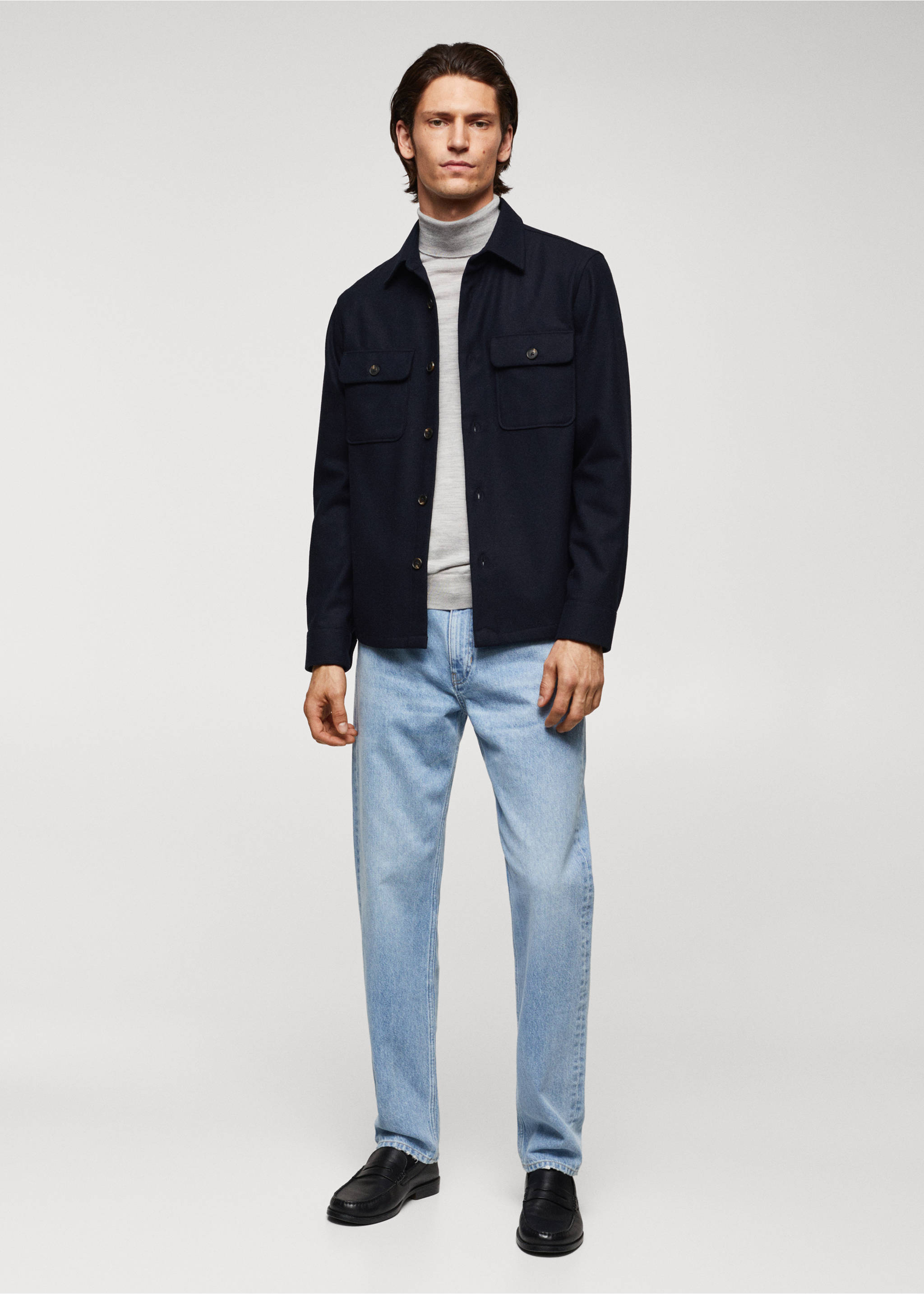 Surchemise laine poches - Plan général, Bleu marine. Ref: 57005960-00.