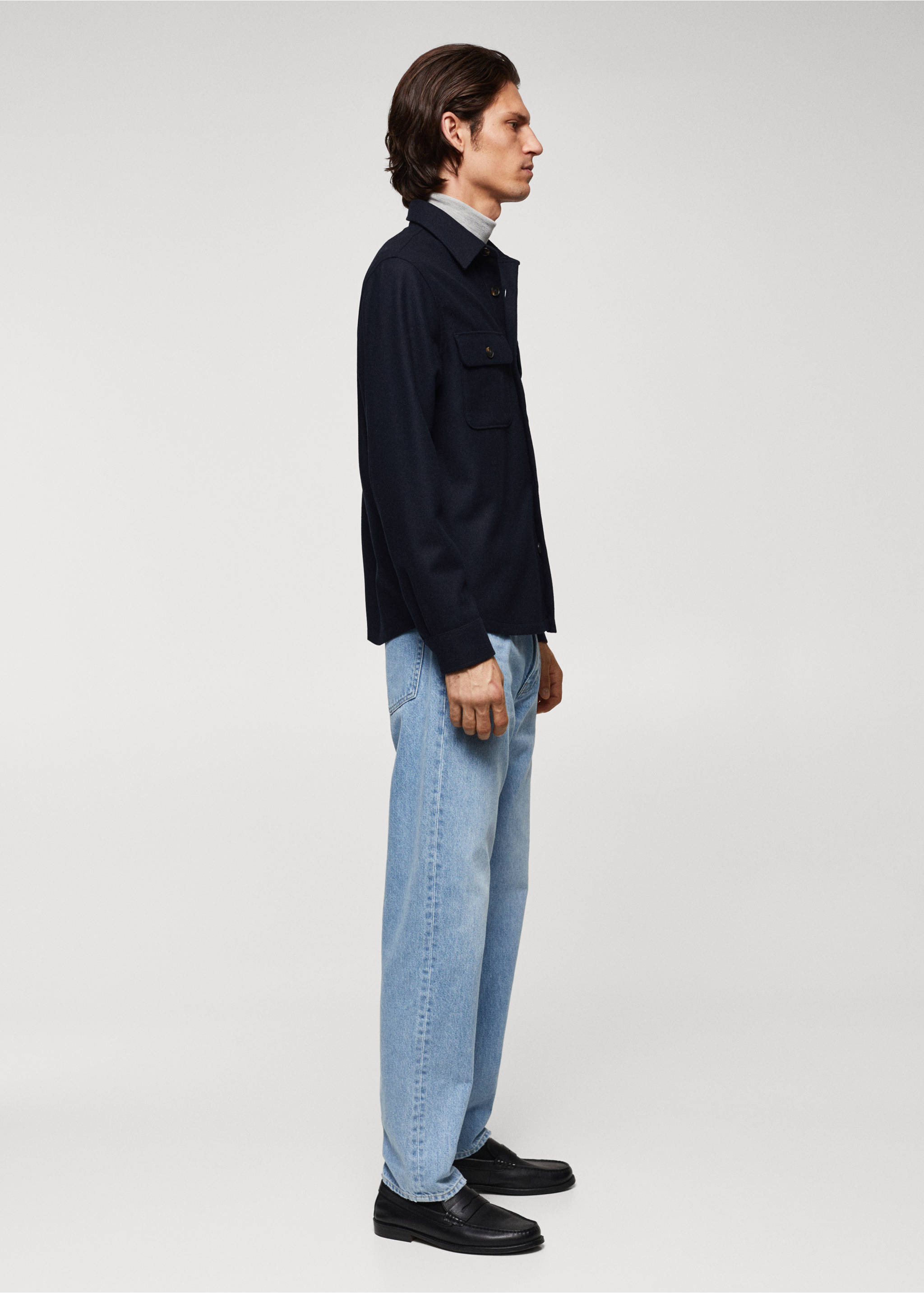 Surchemise laine poches - Détail de l'article 2, Bleu marine. Ref: 57005960-00.