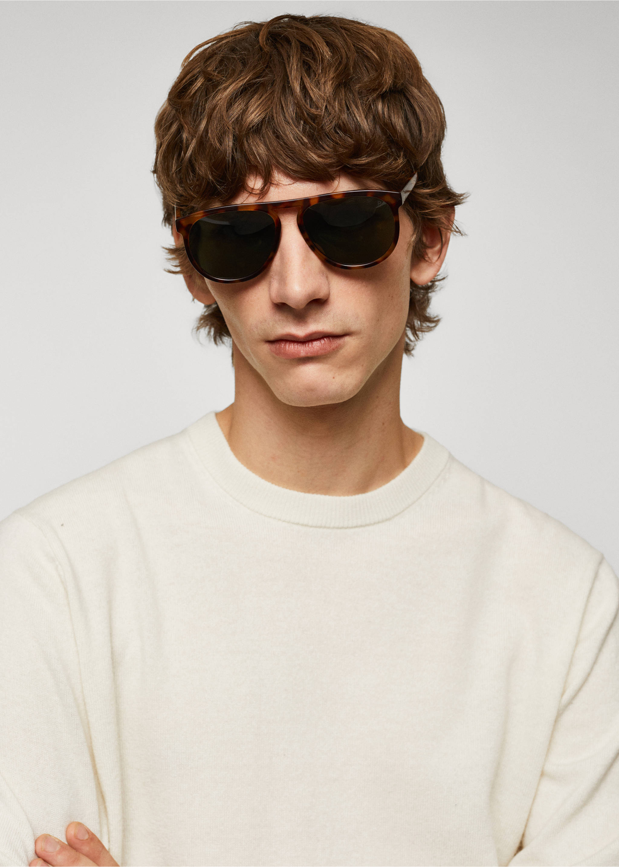 Fine-knit wool-blend sweater - Details of the article 1, Off White. Ref: 57005962-00.