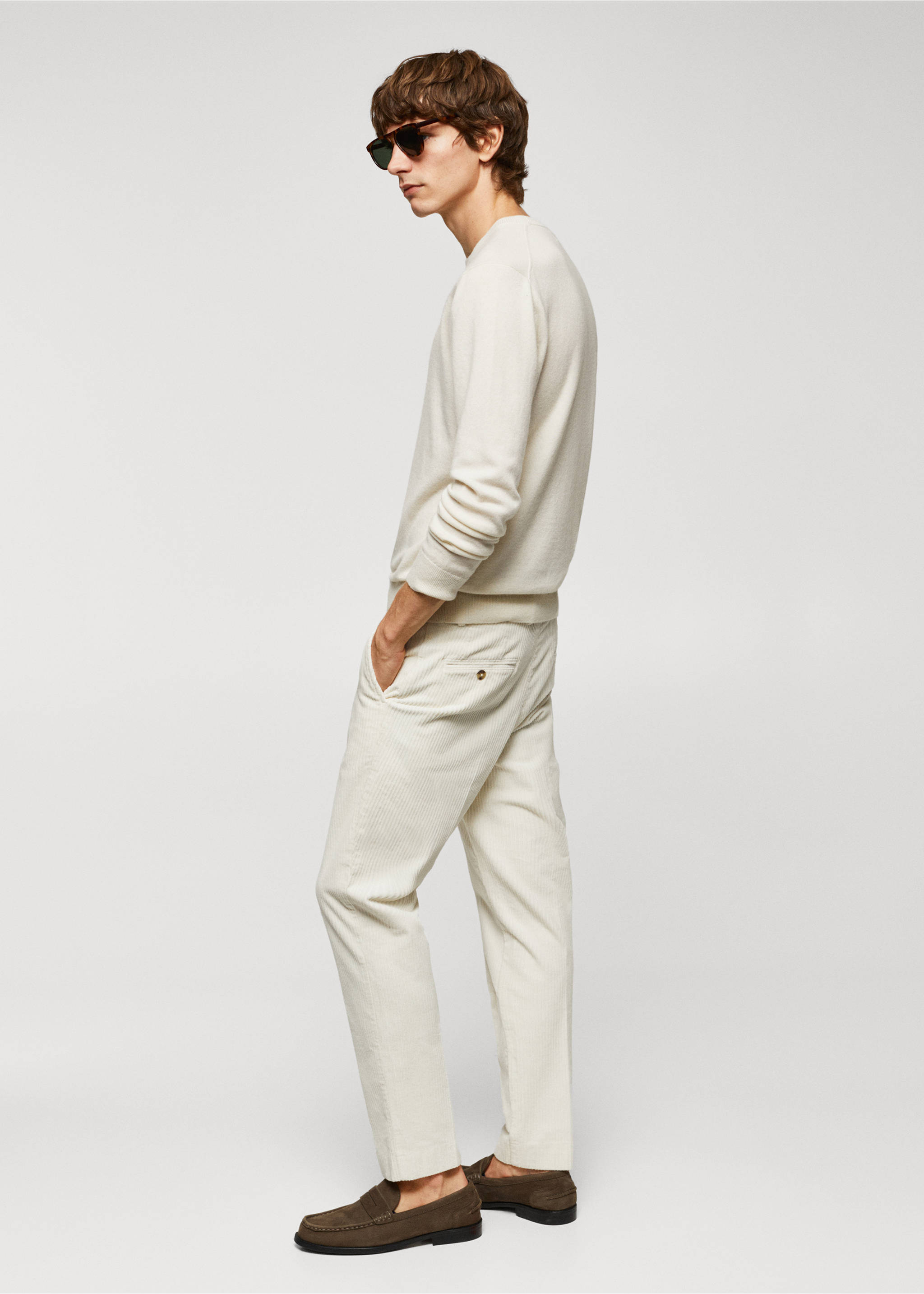 Fine-knit wool-blend sweater - Details of the article 2, Off White. Ref: 57005962-00.