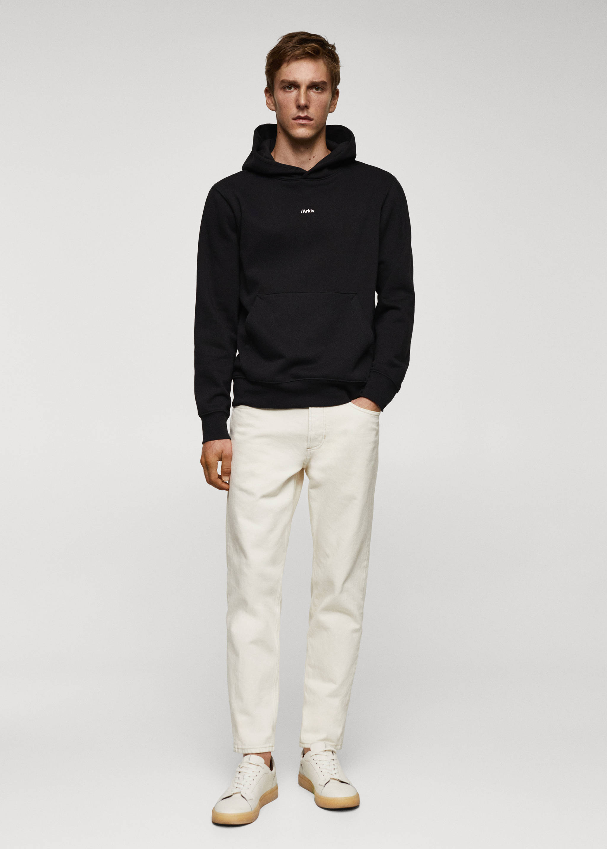 Baumwoll-Kapuzensweatshirt mit Schriftzug - Allgemeine Ansicht