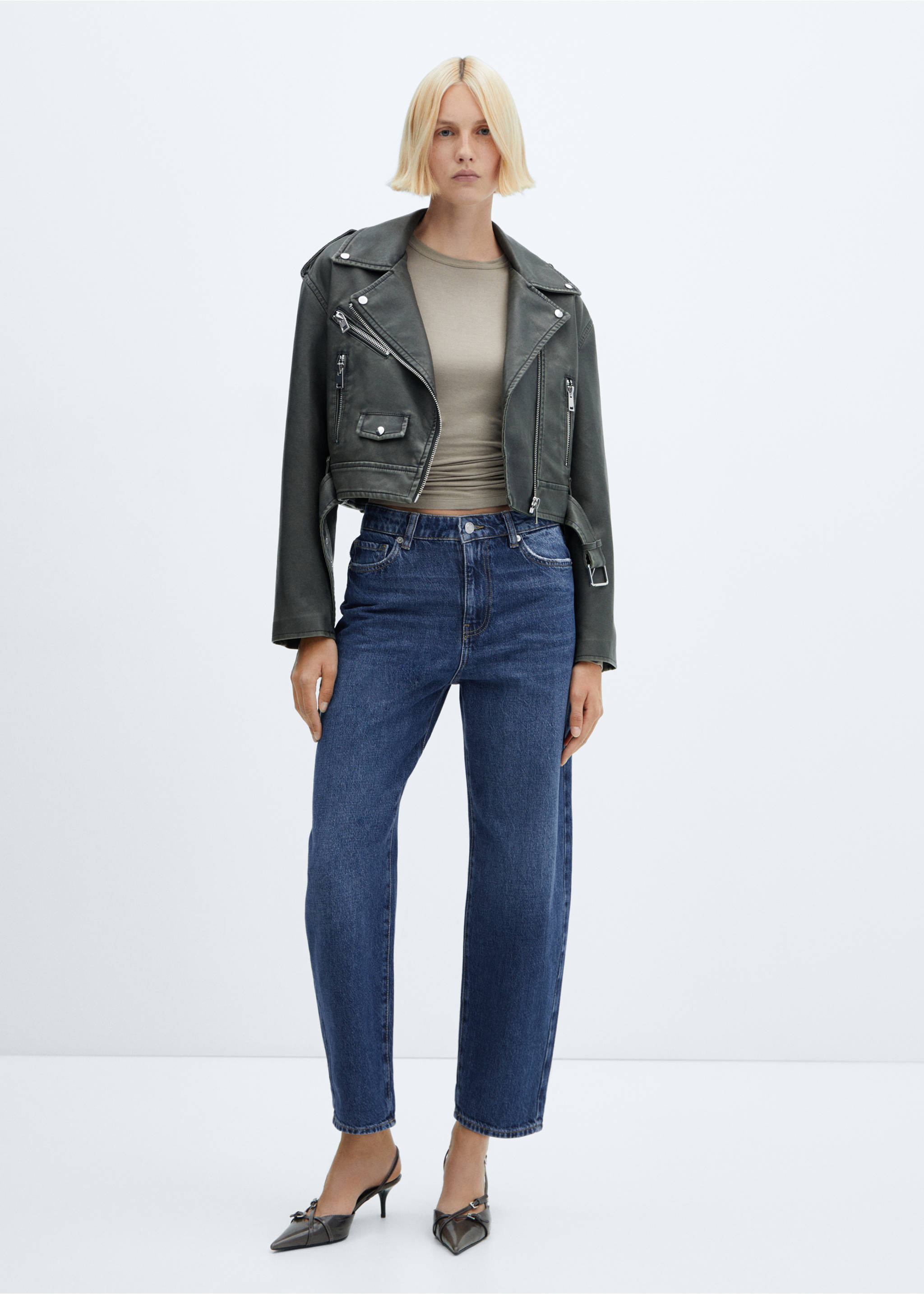 High-waist slouchy jeans - General plane, Dark Blue. Ref: 57005974-00.