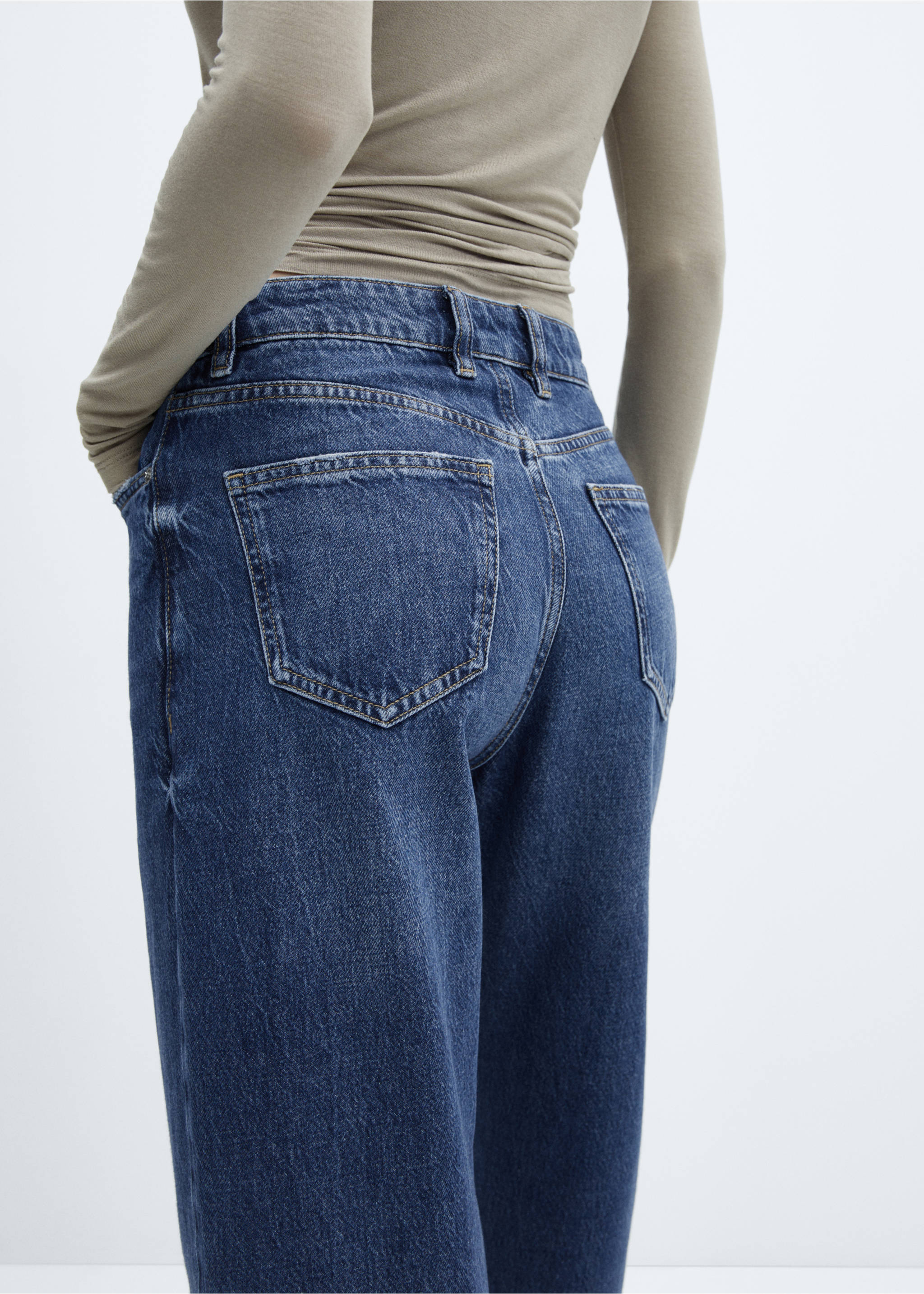 High-waist slouchy jeans - Details of the article 2, Dark Blue. Ref: 57005974-00.
