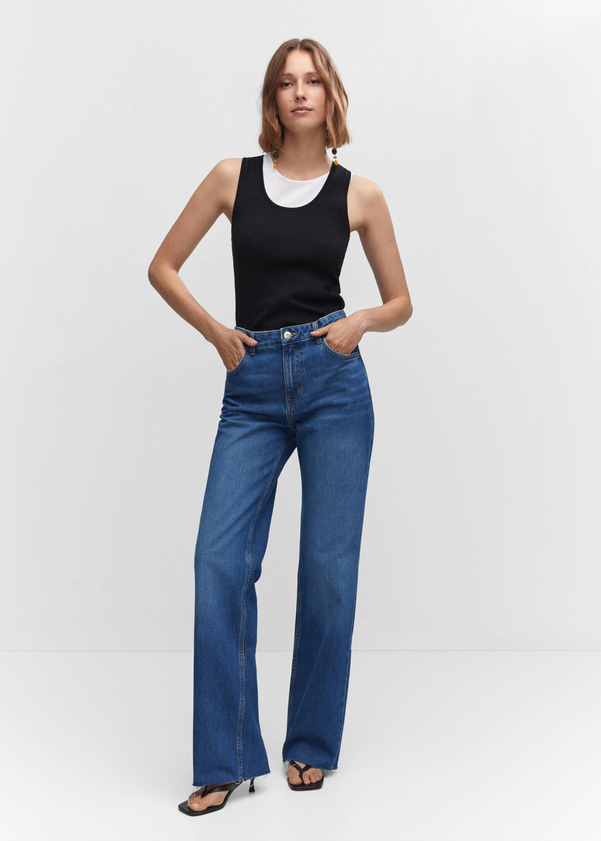 Wideleg-Jeans mit mittlerer Bundhöhe - Allgemeine Ansicht