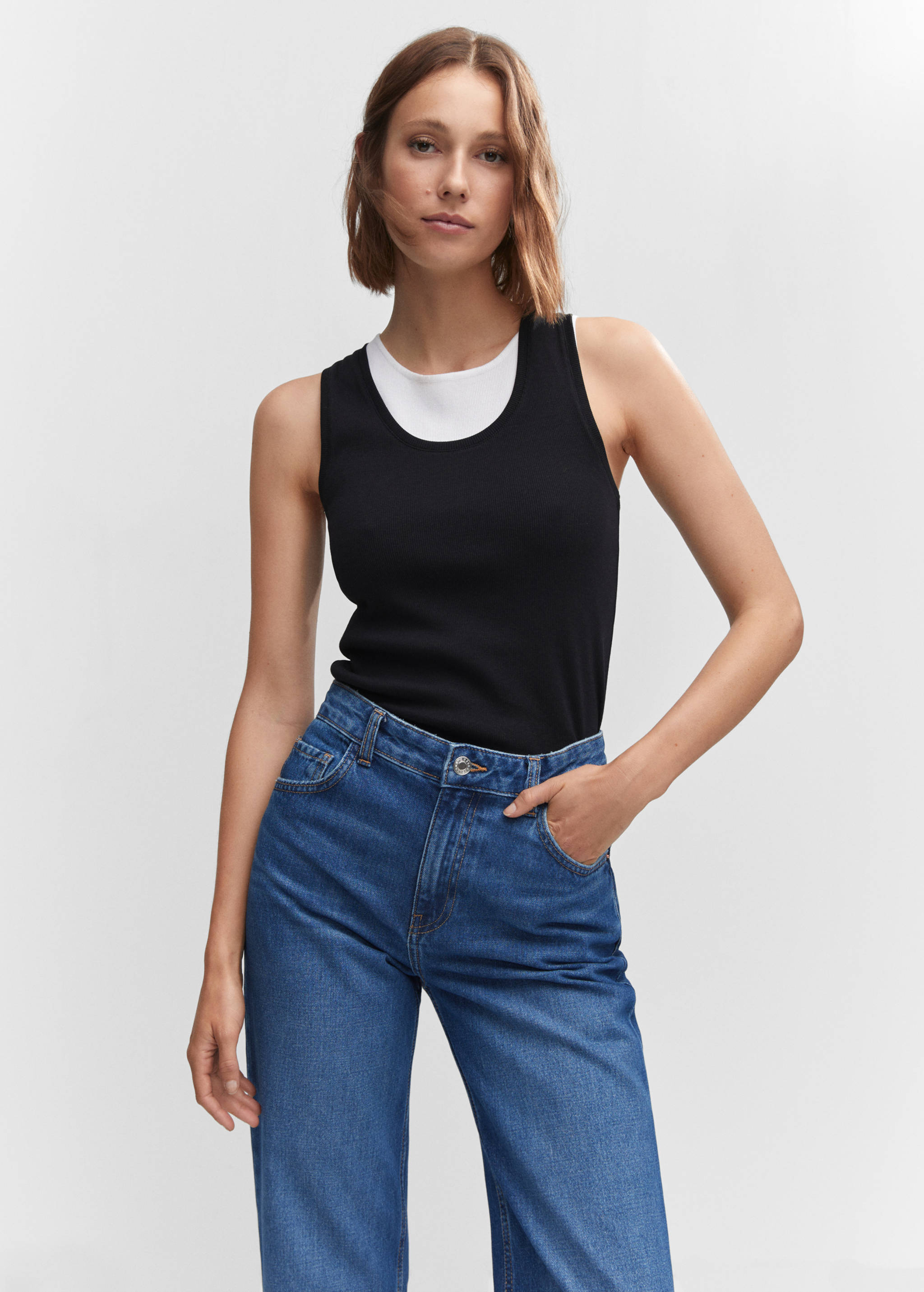 Wideleg-Jeans mit mittlerer Bundhöhe - Detail des Artikels 1