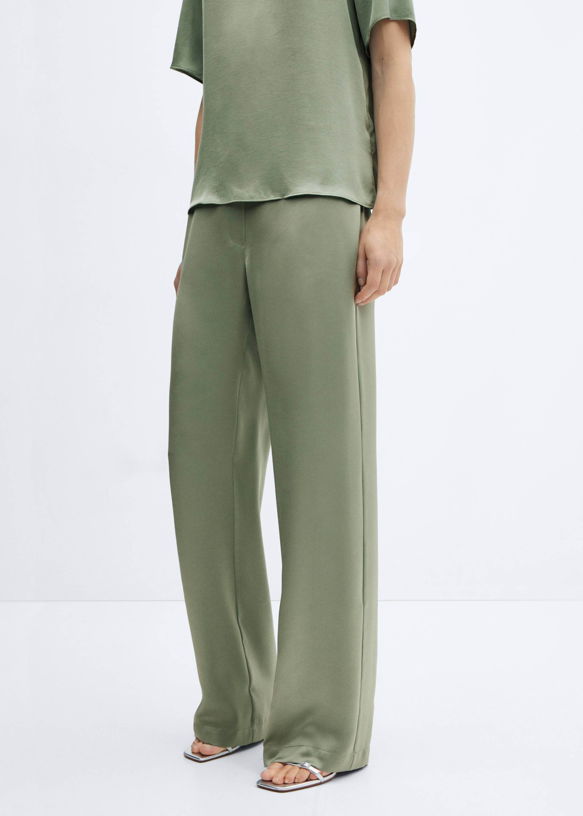 Satin trousers with elastic waist - Medium plane
