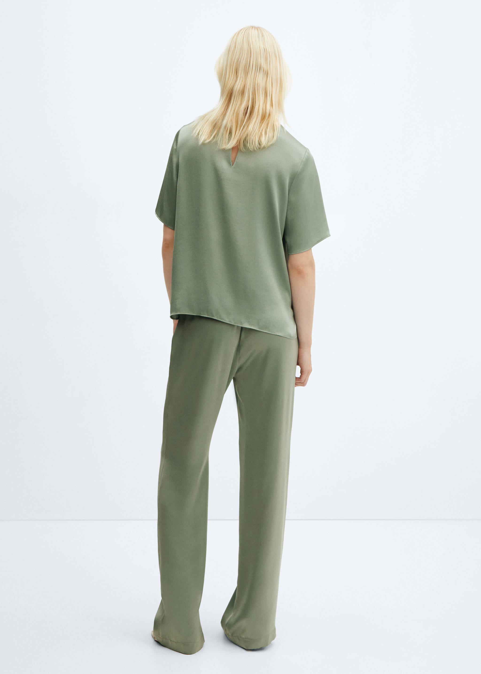 Satin trousers with elastic waist - Reverse of the article