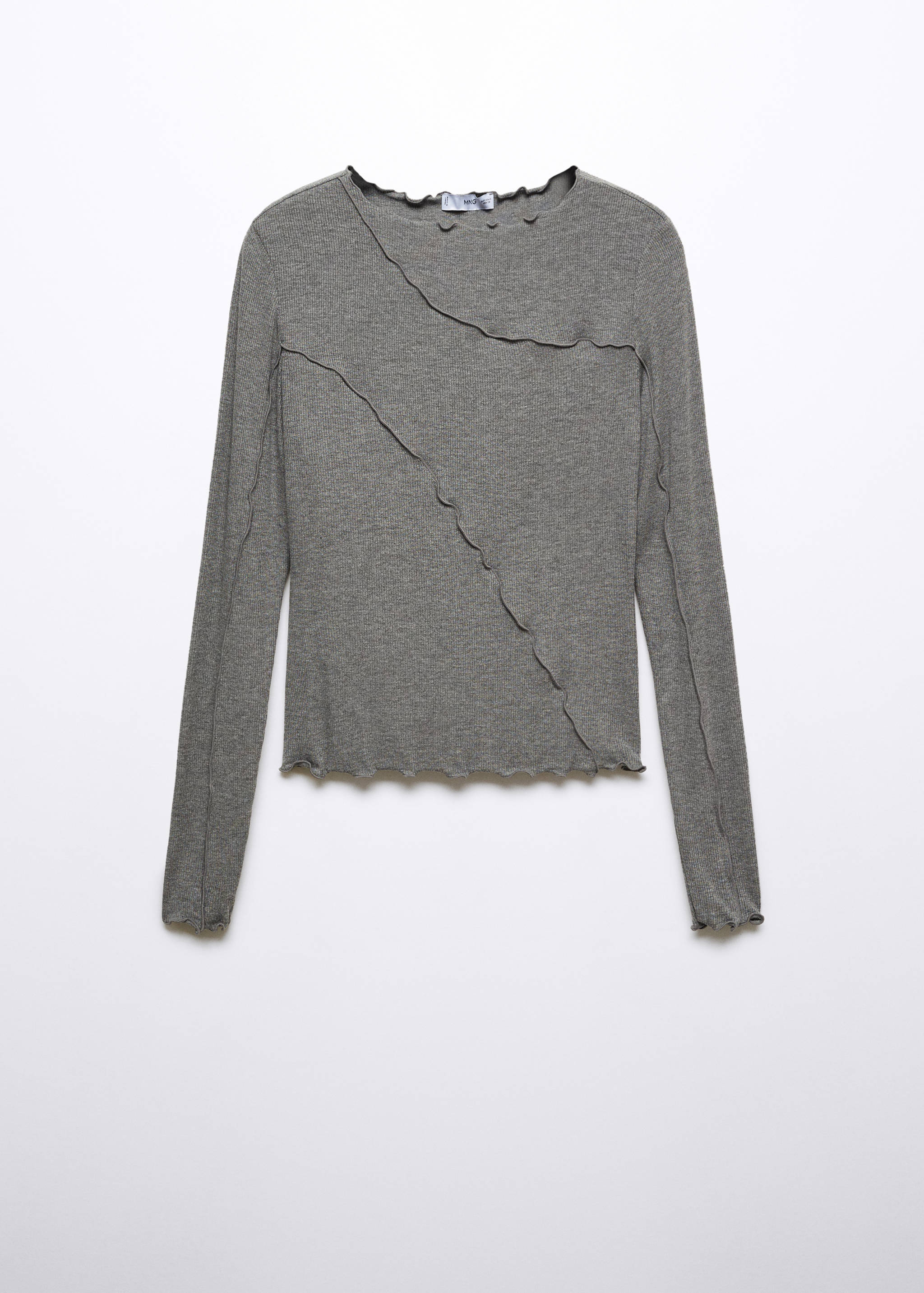 Ribbed T-shirt with decorative seams - Article without model