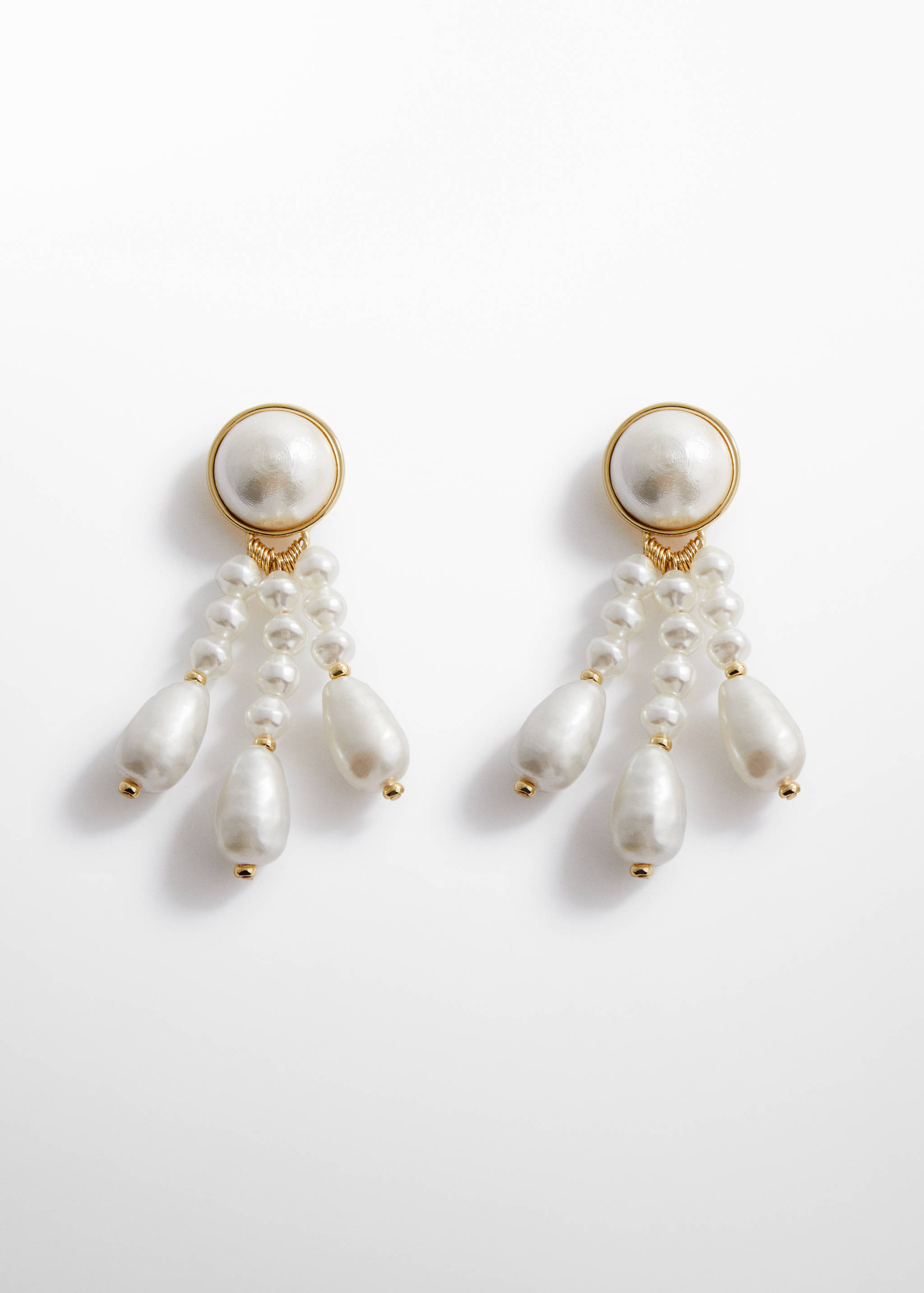 Pearl triple pendant earrings - Article without model