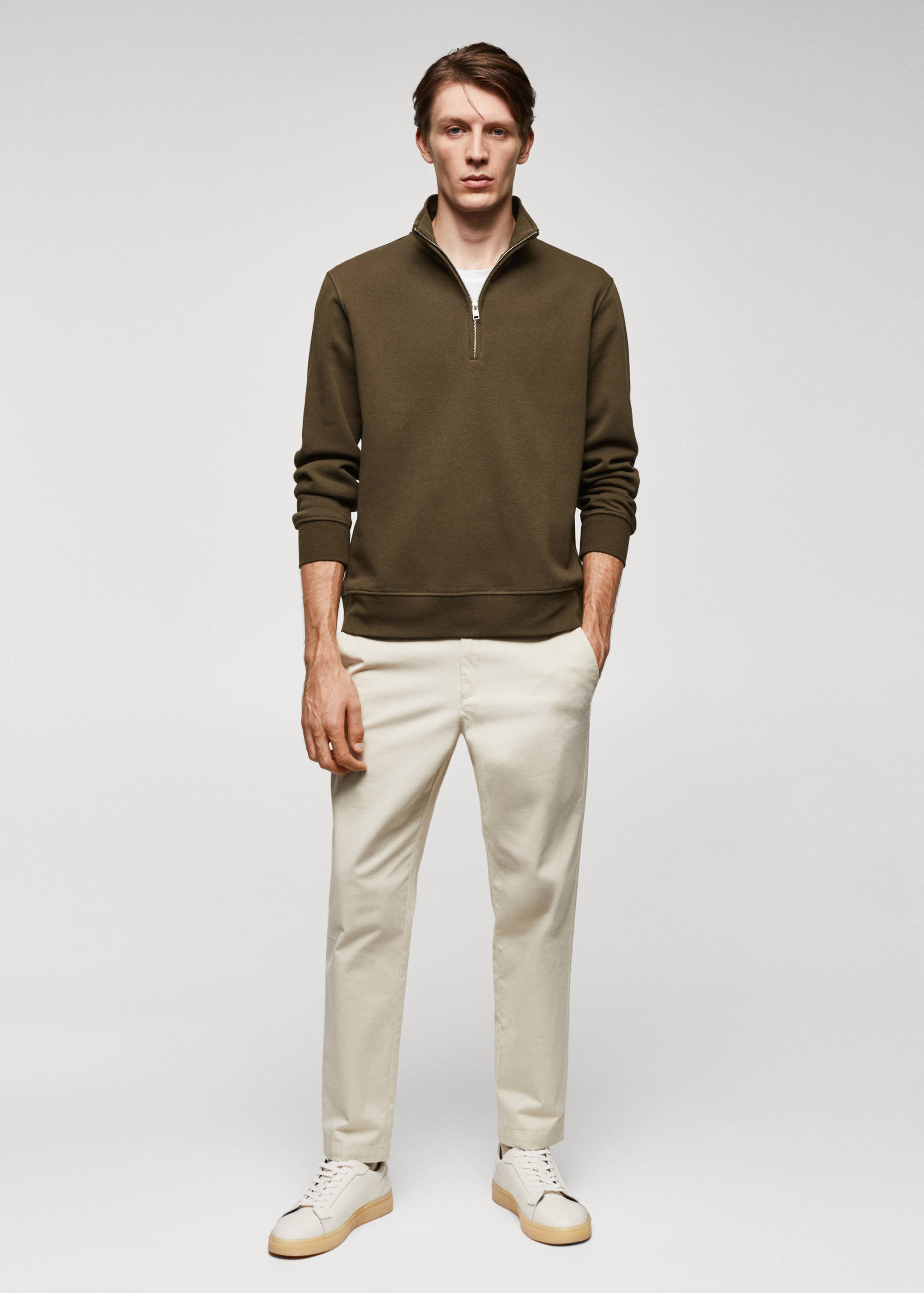 Sweat-shirt coton col zippé - Plan général