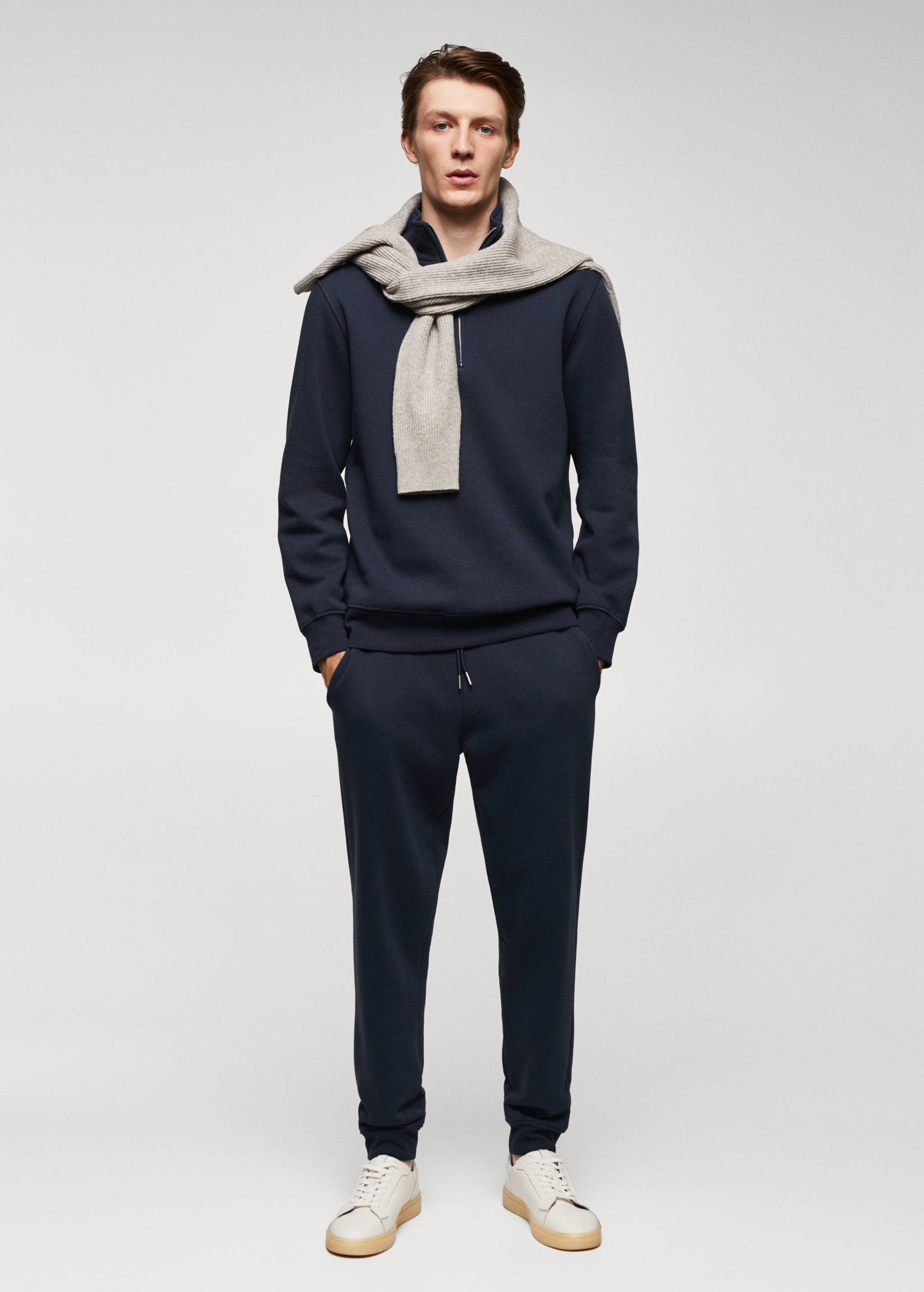 Sweat-shirt coton col zippé - Plan général