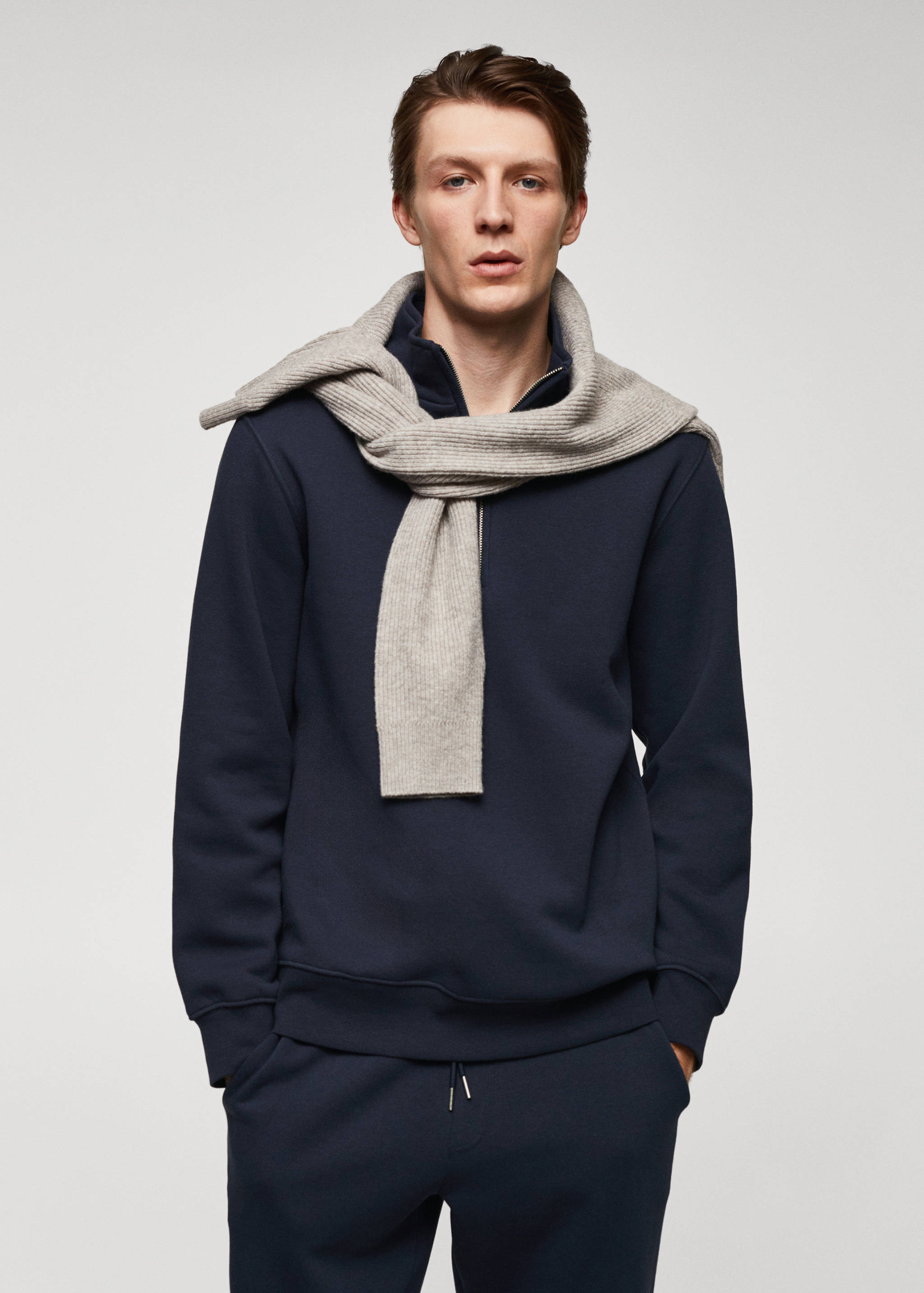 Sweat-shirt coton col zippé - Plan moyen