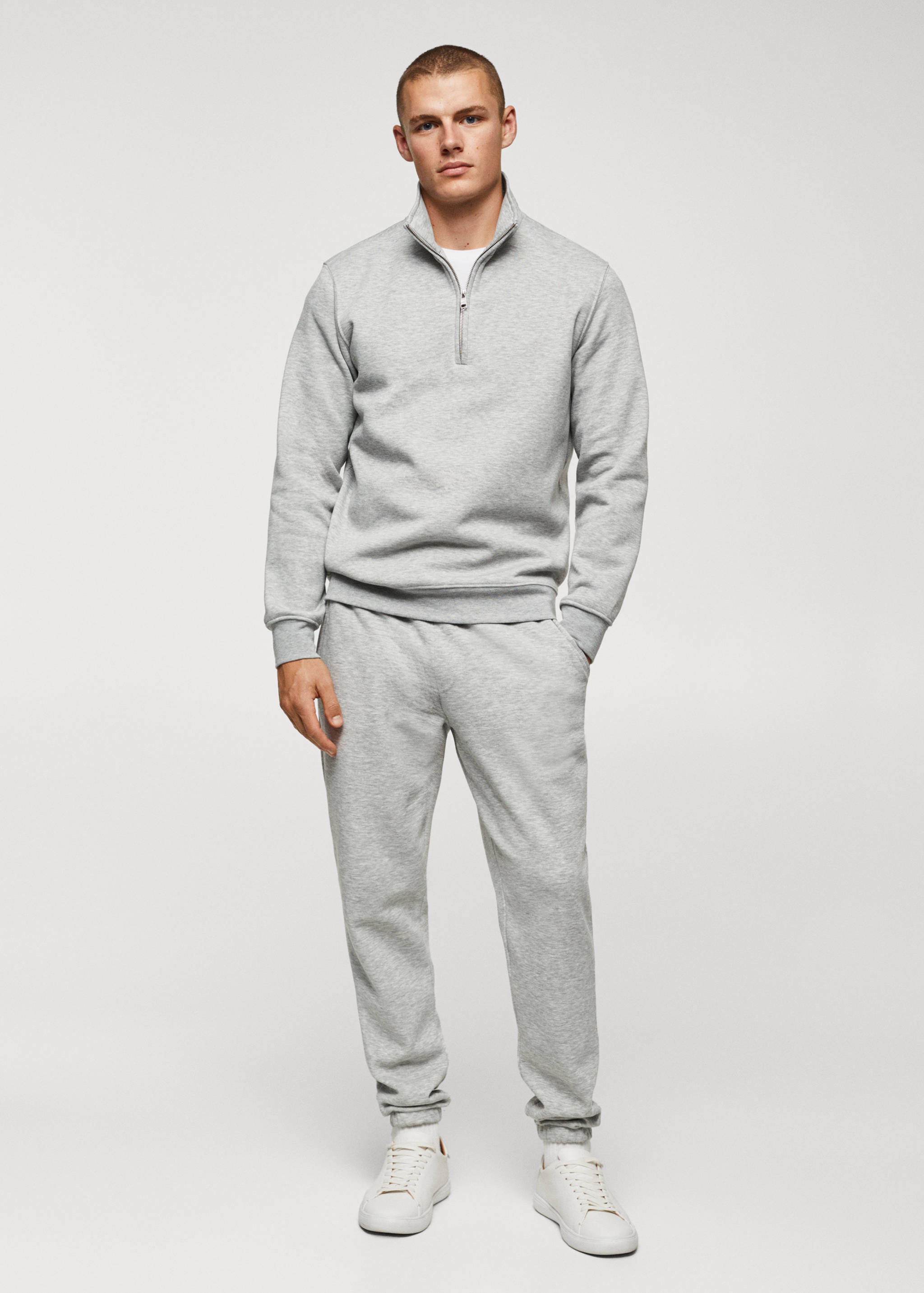 Sweat-shirt coton col zippé - Plan général
