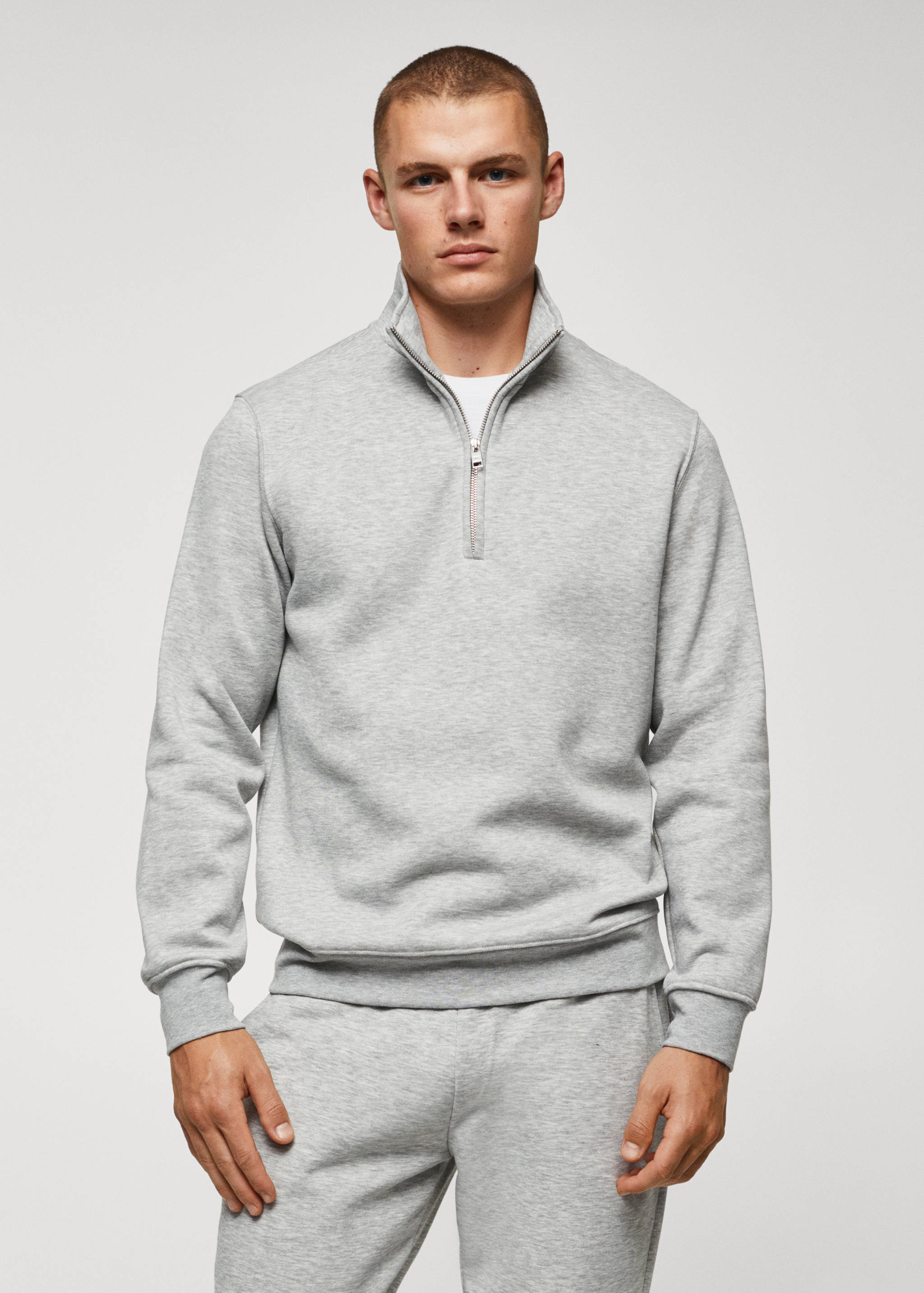 Sweat-shirt coton col zippé - Plan moyen