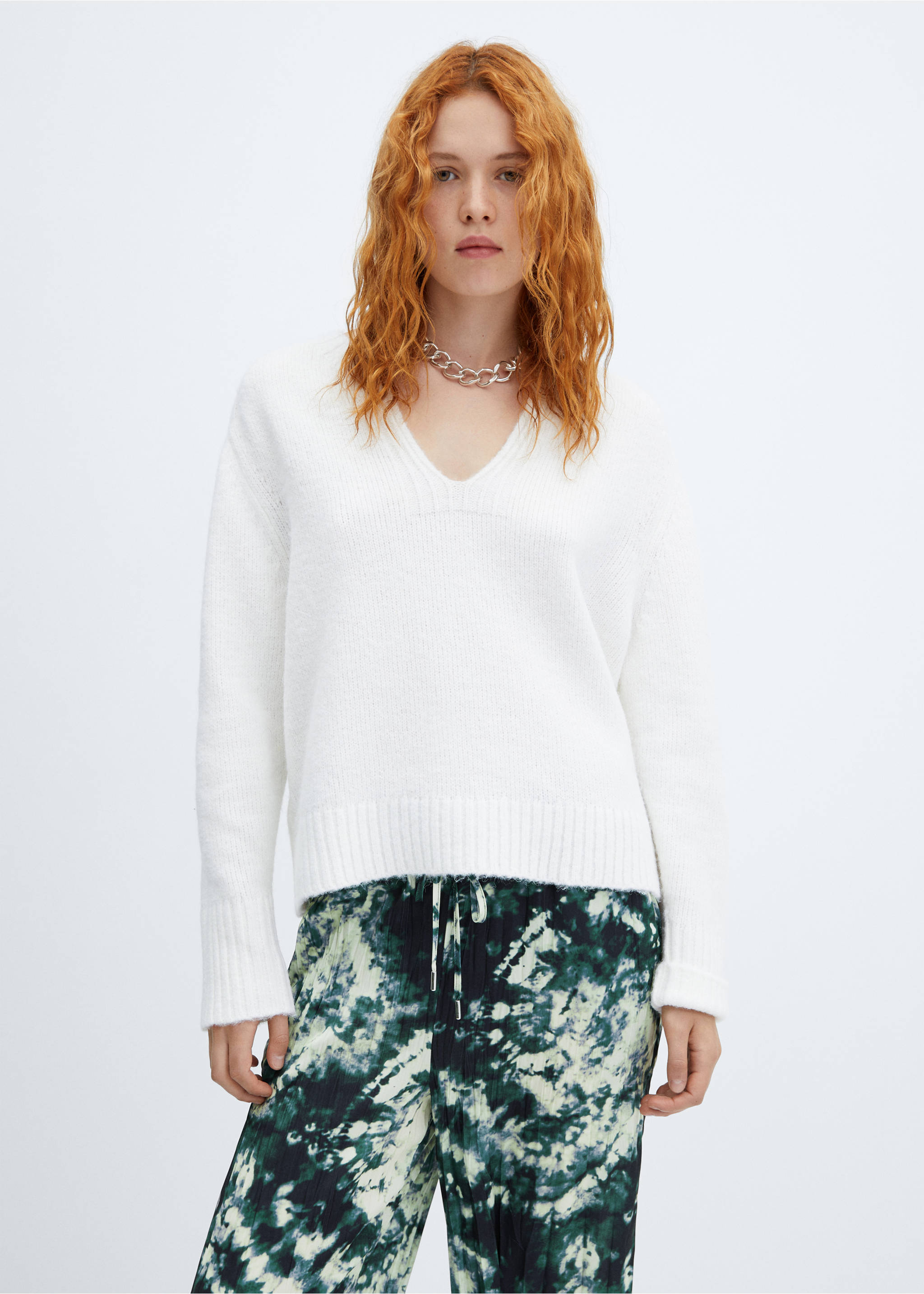 Pleated tie-dye trousers - Details of the article 1, Green. Ref: 57006030-00.